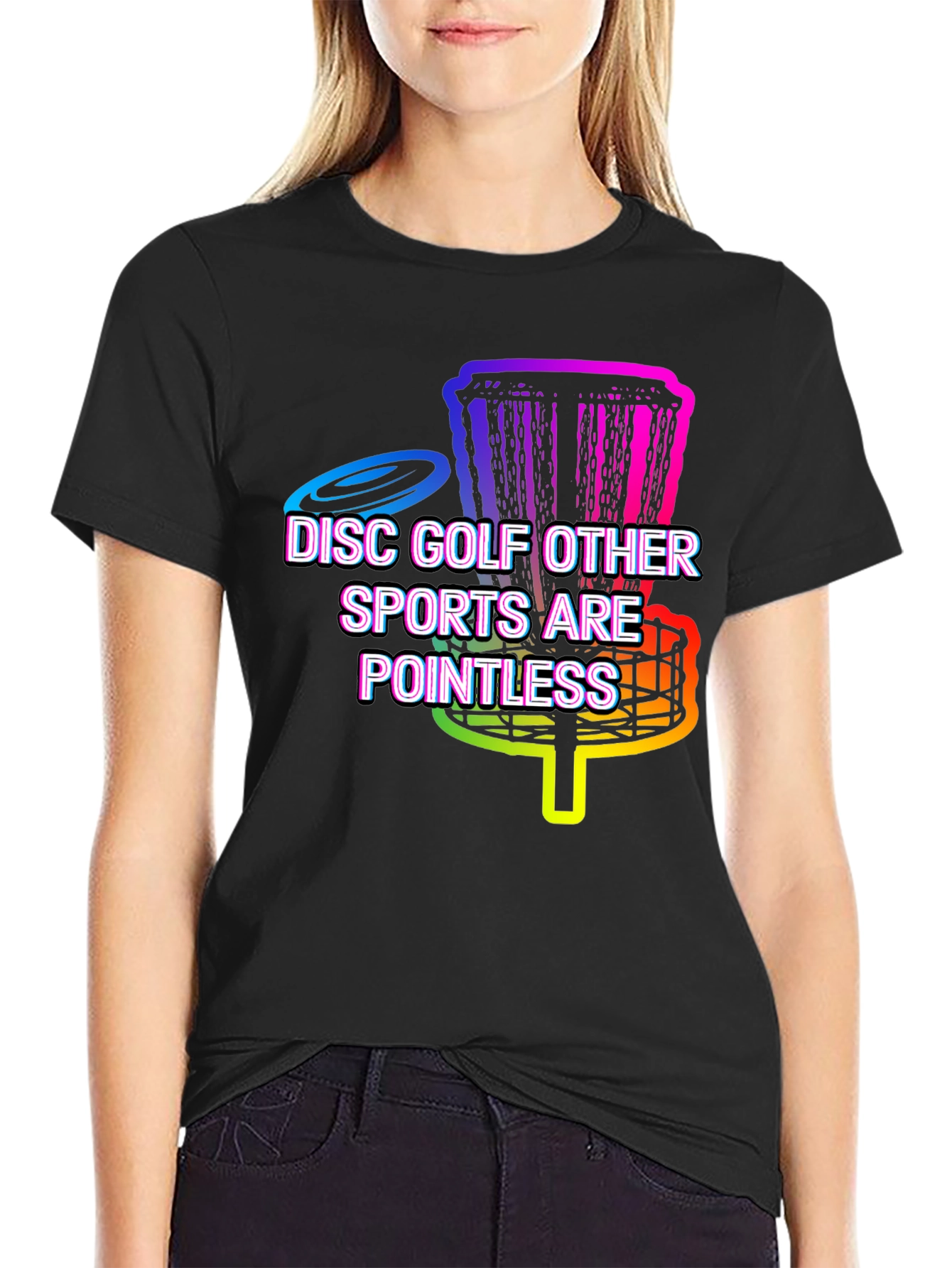 Black Funny Disc Golf Tee - Other Sports Are Pointless! view 2