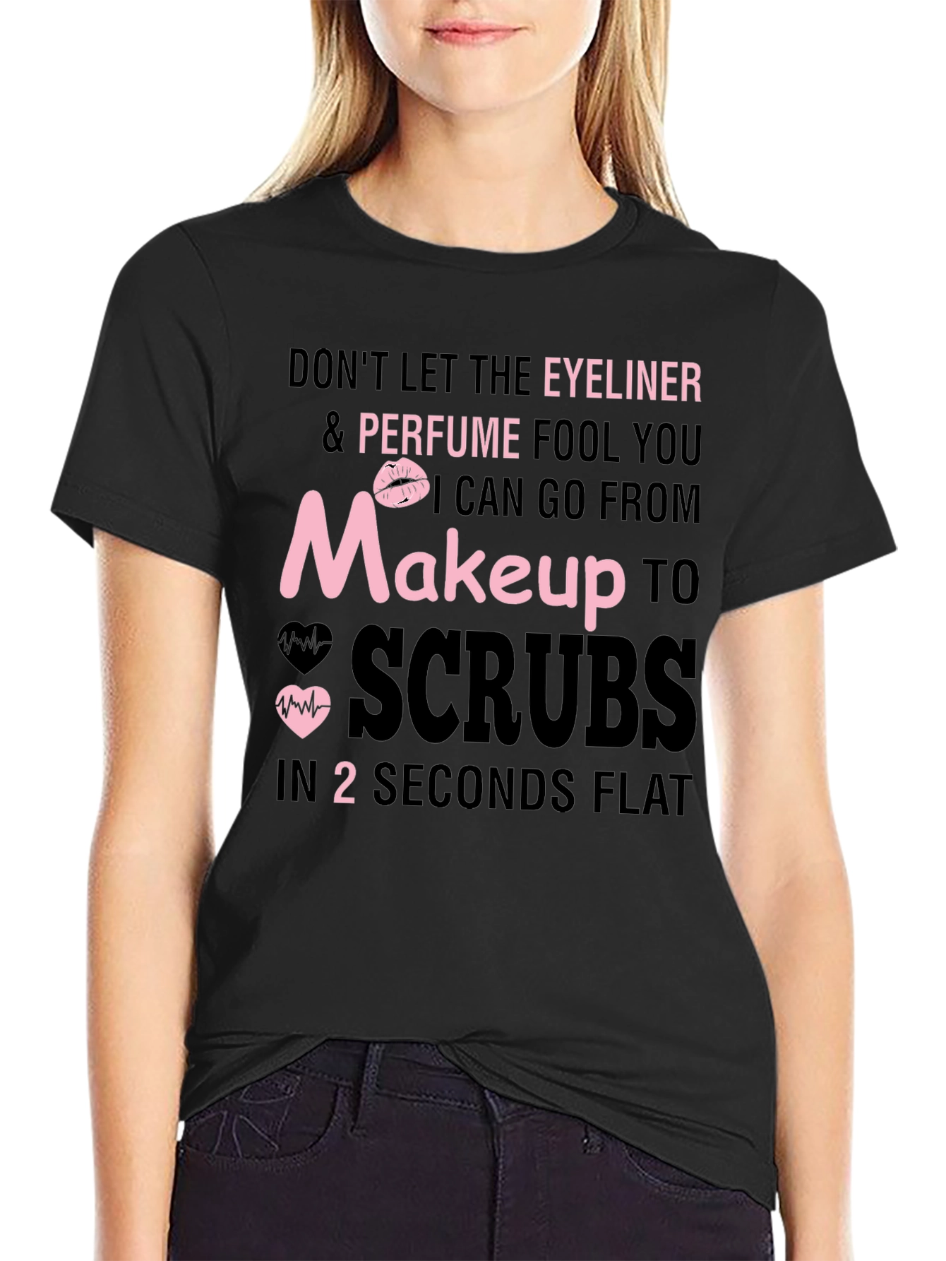 Black Makeup to Scrubs T-Shirt - Nurse Life view 2