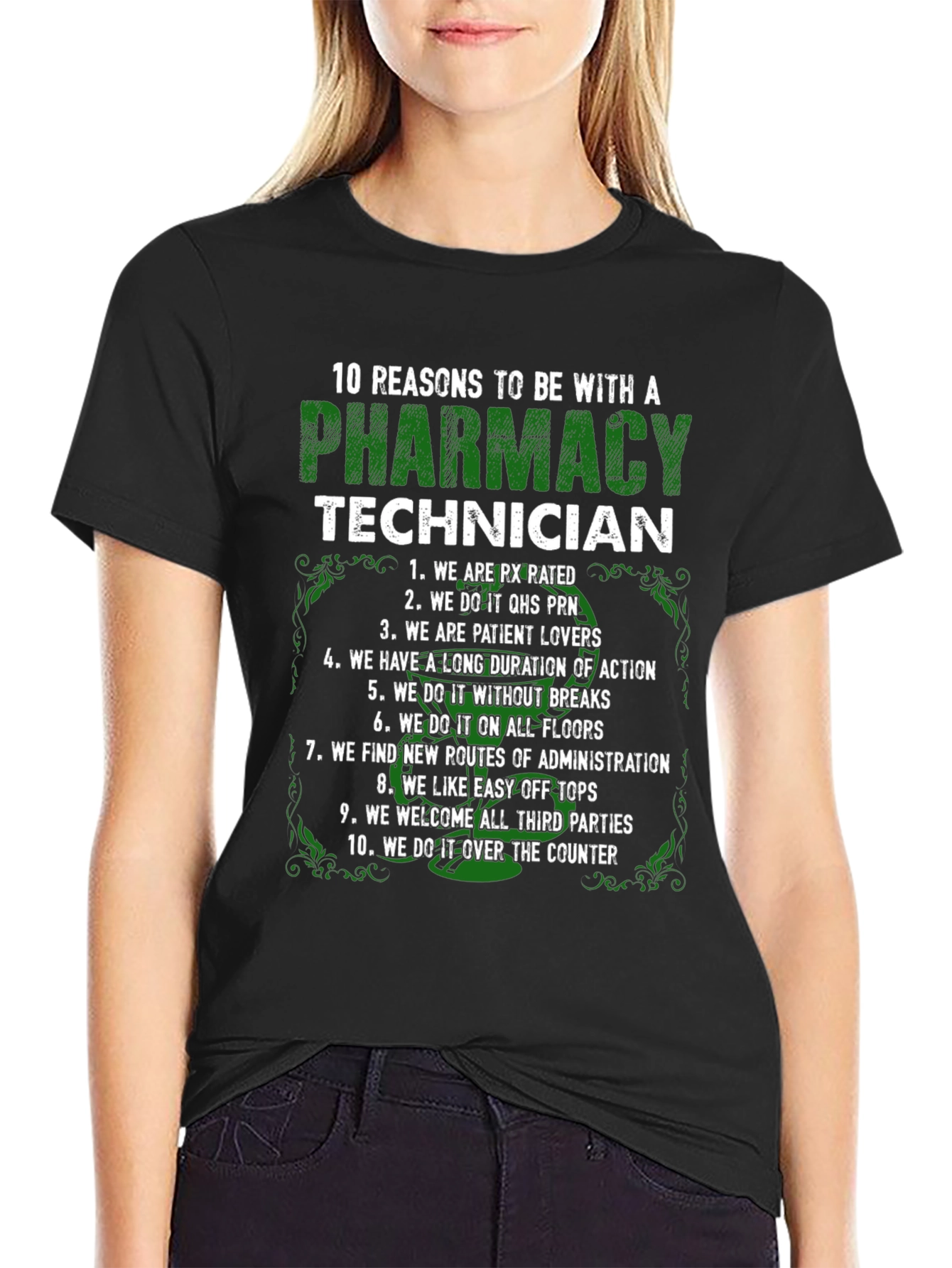 Black Pharmacy Technician - 10 Reasons T-Shirt view 2