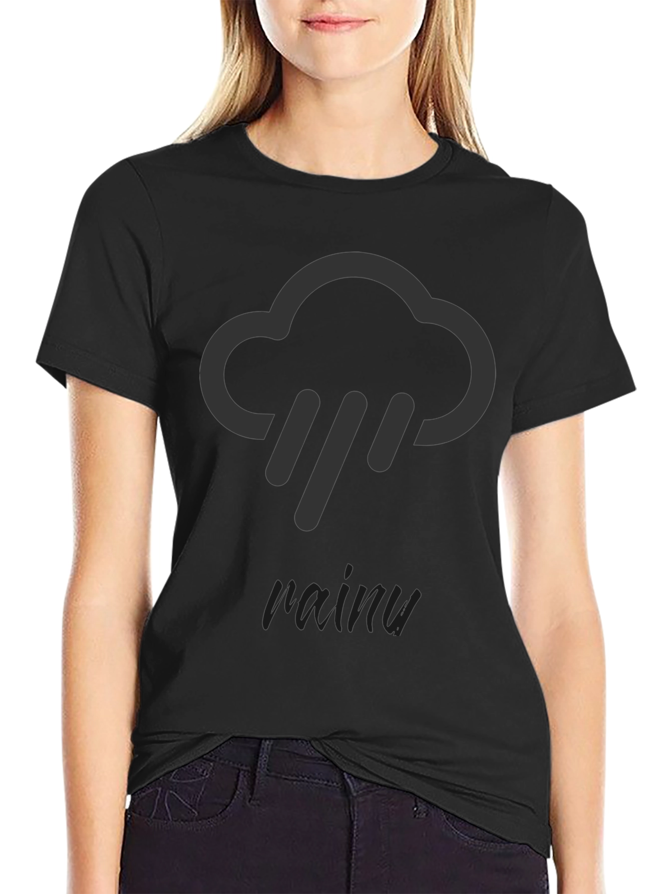 Black Rainy Day Cloud Graphic T-Shirt view 2