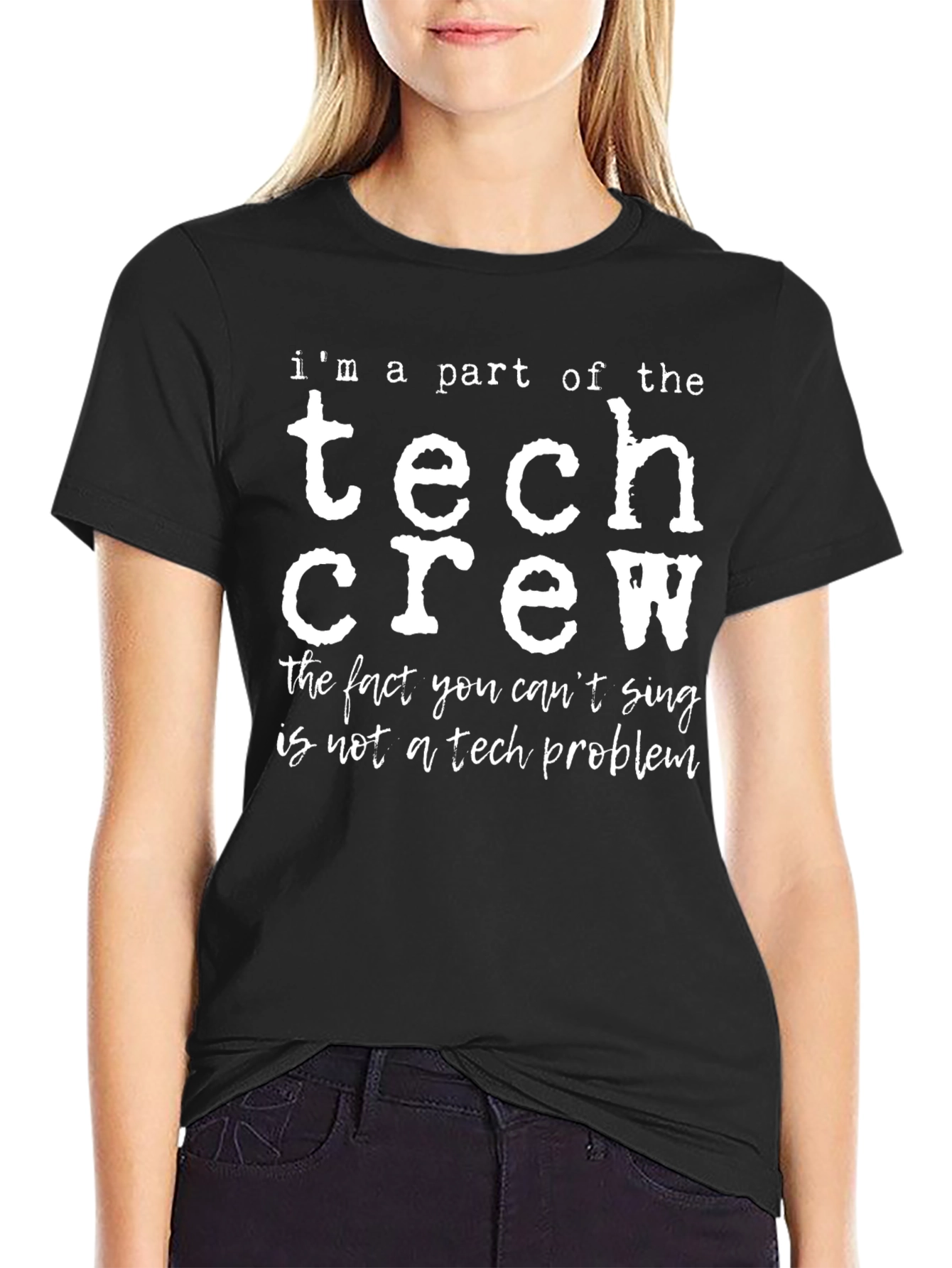 Black Tech Crew Graphic Tee - Funny Tech Support Shirt view 2