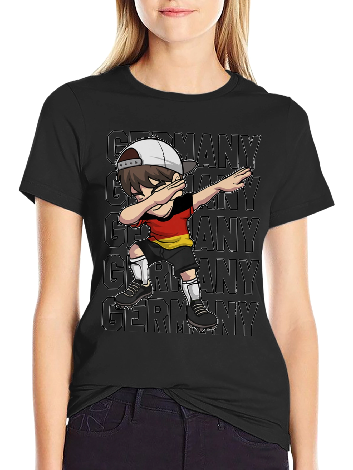 Black Germany Dabbing Soccer Player T-Shirt view 2