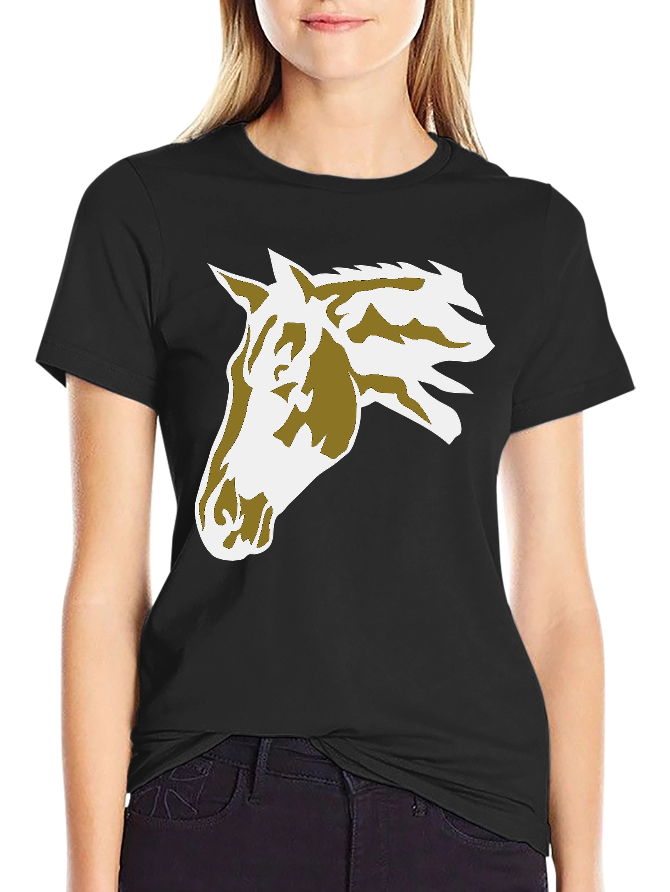 Black Horse Graphic Tee - Black Cotton Blend view 2