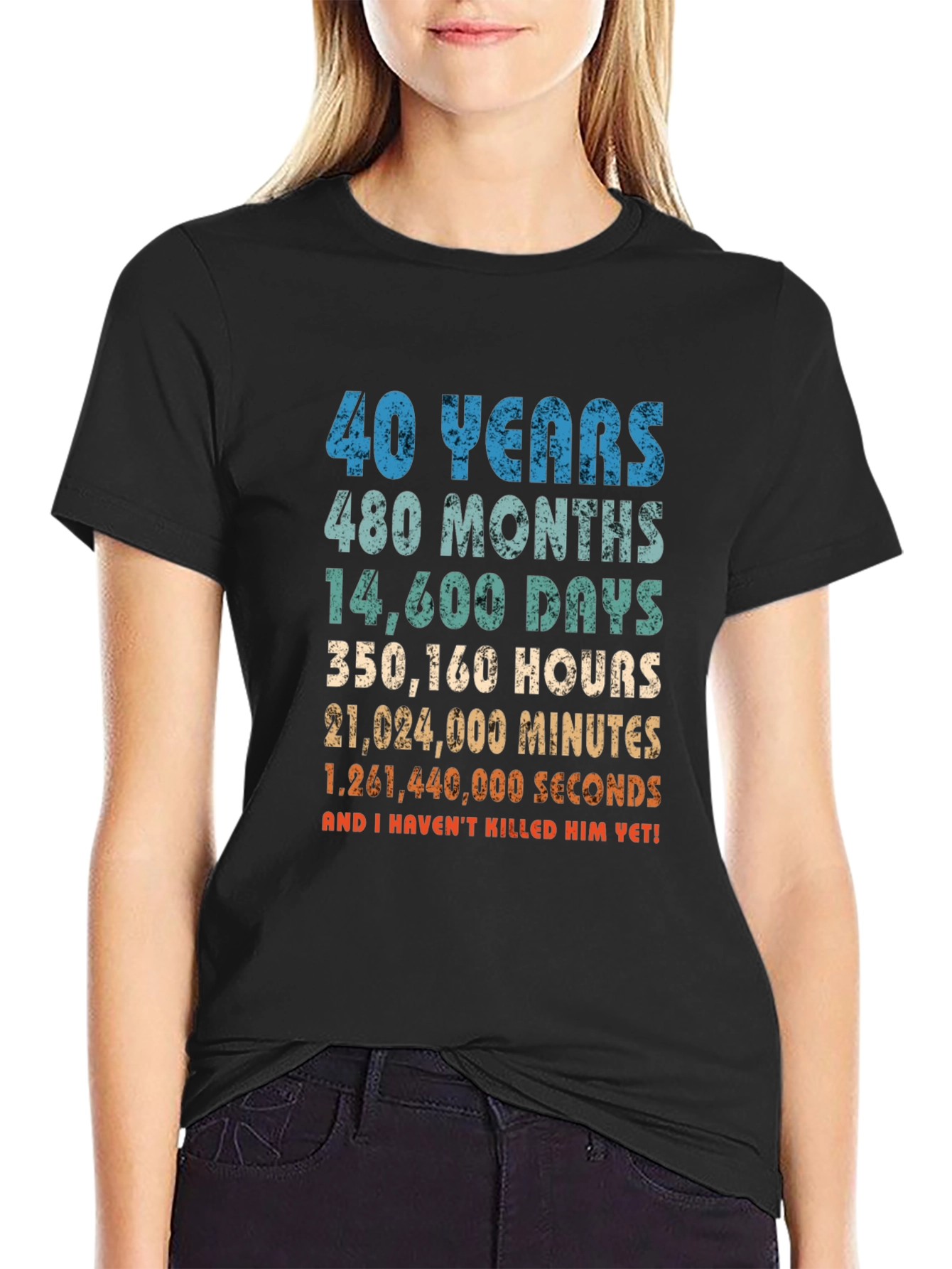 Black Funny 40th Anniversary Husband T-Shirt view 2
