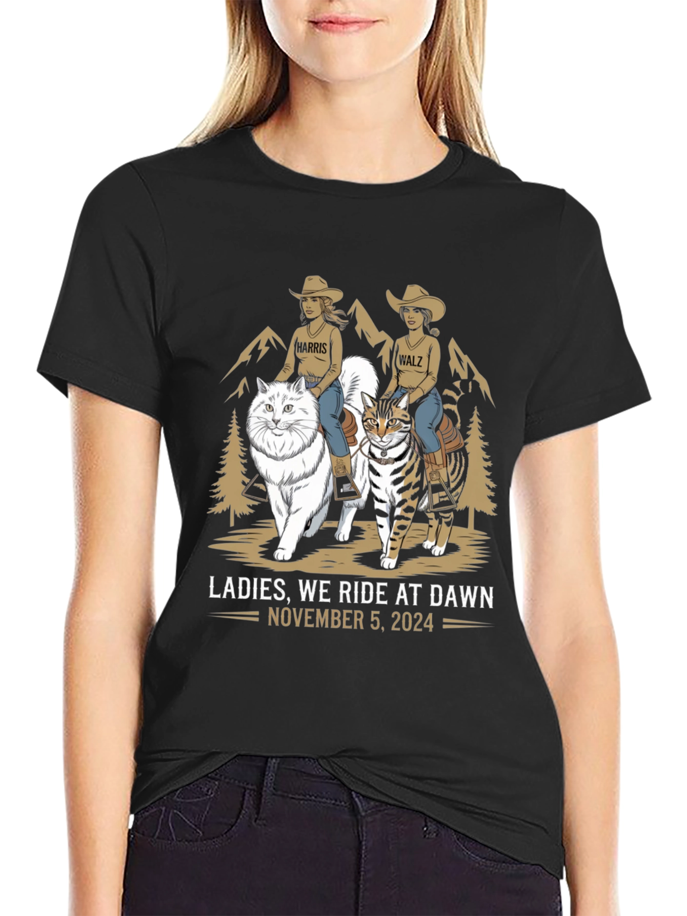 Black Ladies We Ride At Dawn T-Shirt view 2