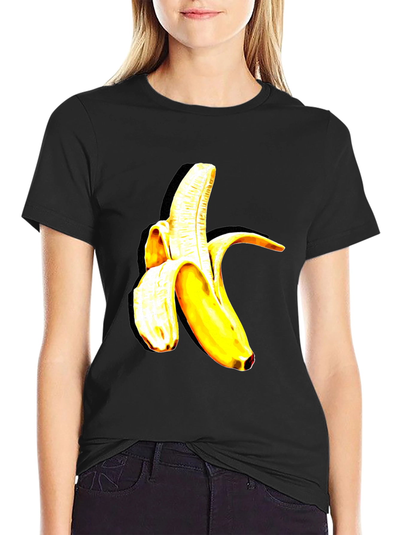 Black Banana Graphic Tee - Trendy Fruit Design view 2