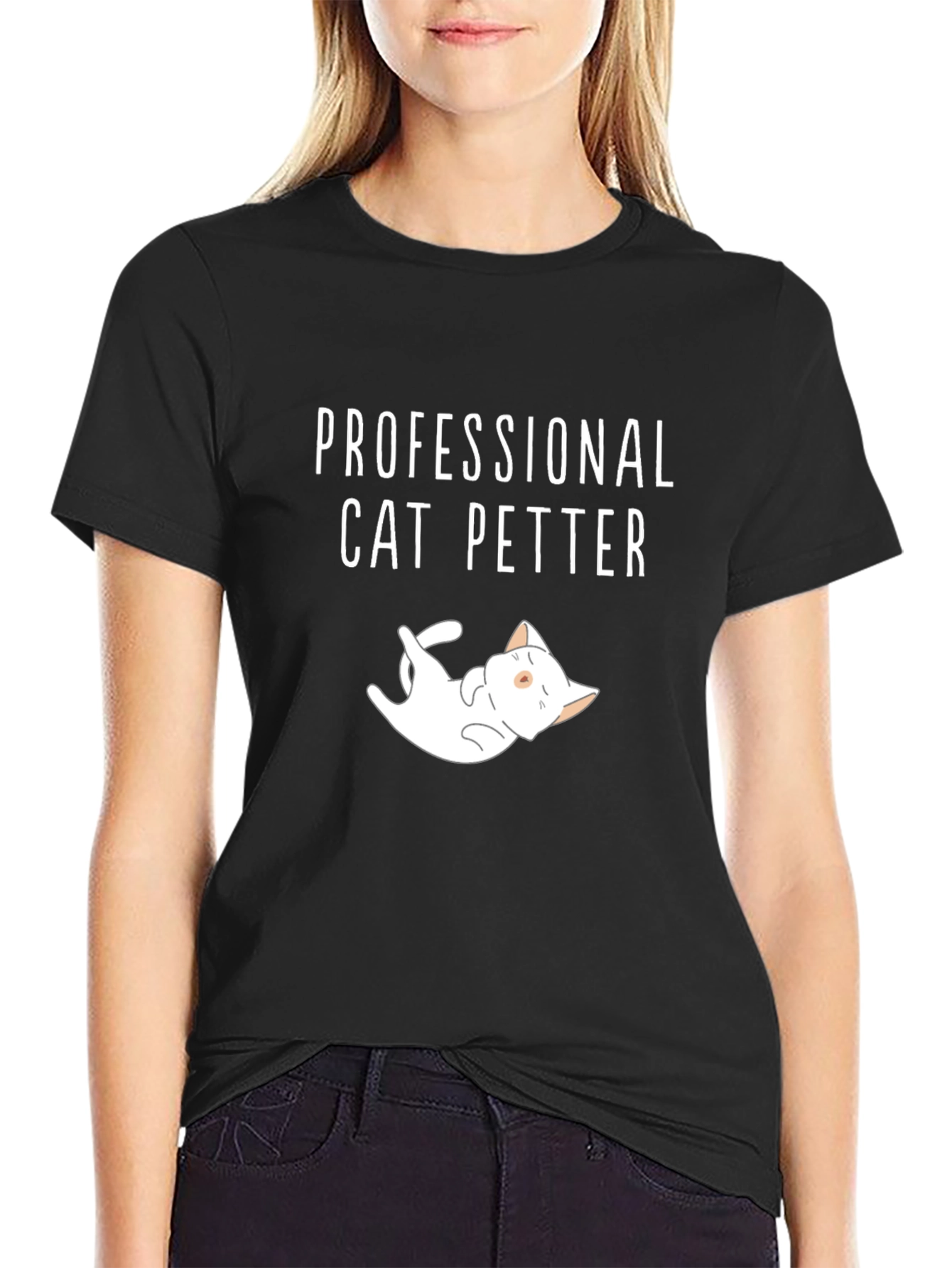 Black Professional Cat Petter Funny Graphic T-Shirt view 2