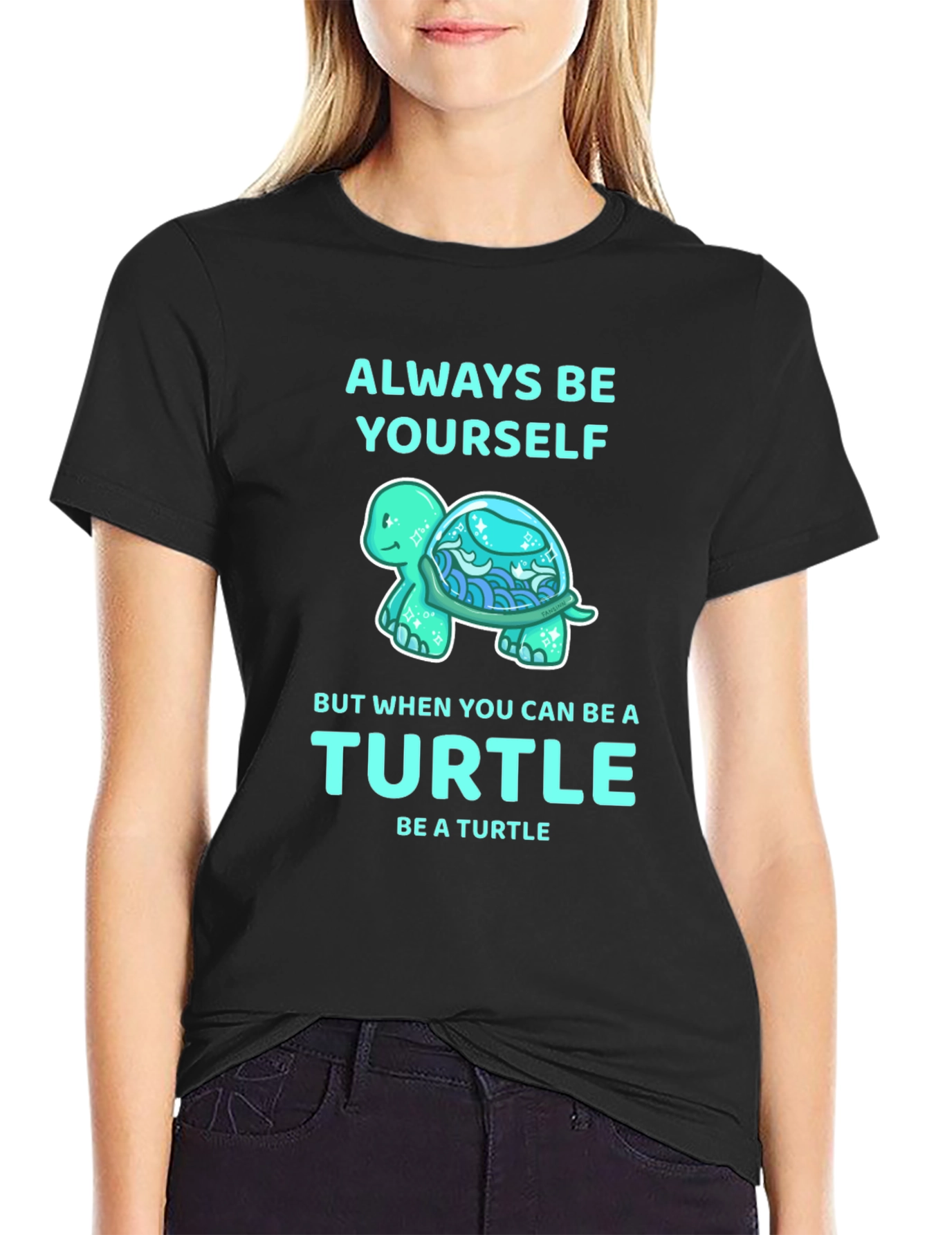 Black Always Be Yourself Turtle Graphic Tee view 2