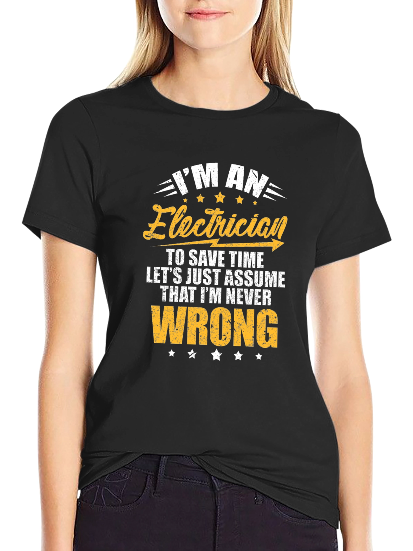 Black Electrician Never Wrong Graphic T-Shirt view 2