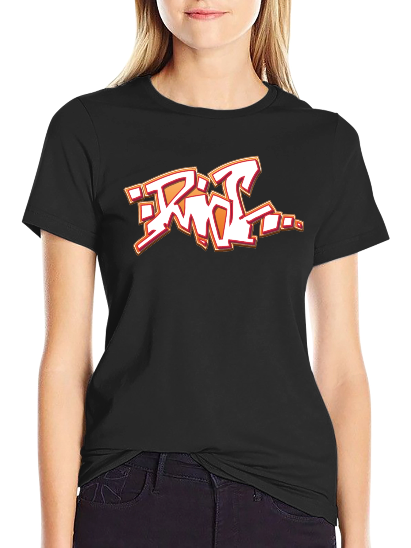 Black Retro Graphic Print Black T-Shirt view 2