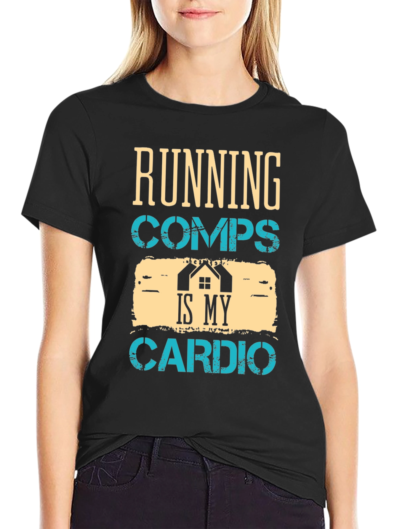 Black Running Comps Is My Cardio Graphic T-Shirt view 2