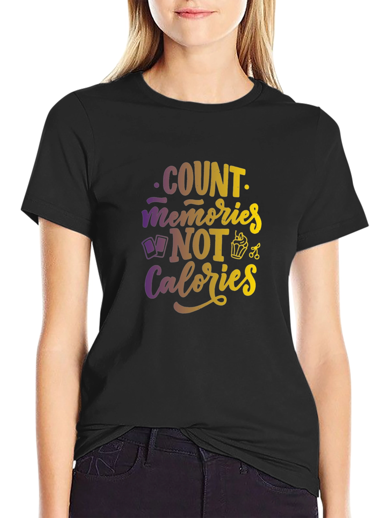 Black Count Memories Not Calories Graphic Tee view 2
