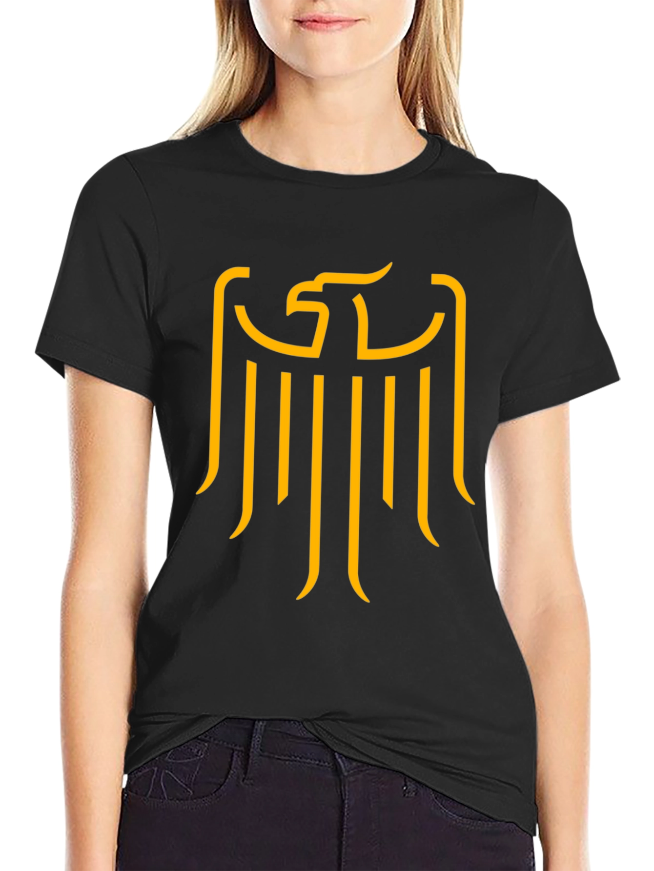 Black Black T-Shirt with Golden German Eagle Graphic view 2