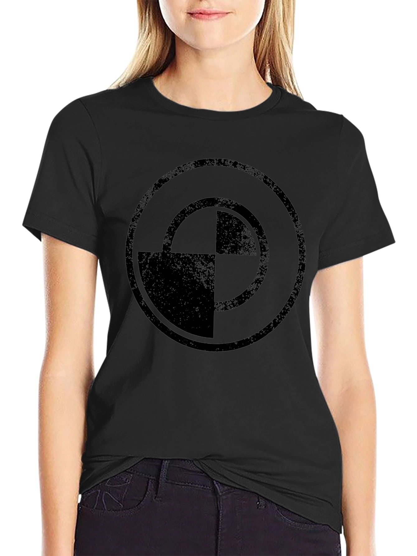 Black Geometric Circle Graphic Print Black Tee view 2