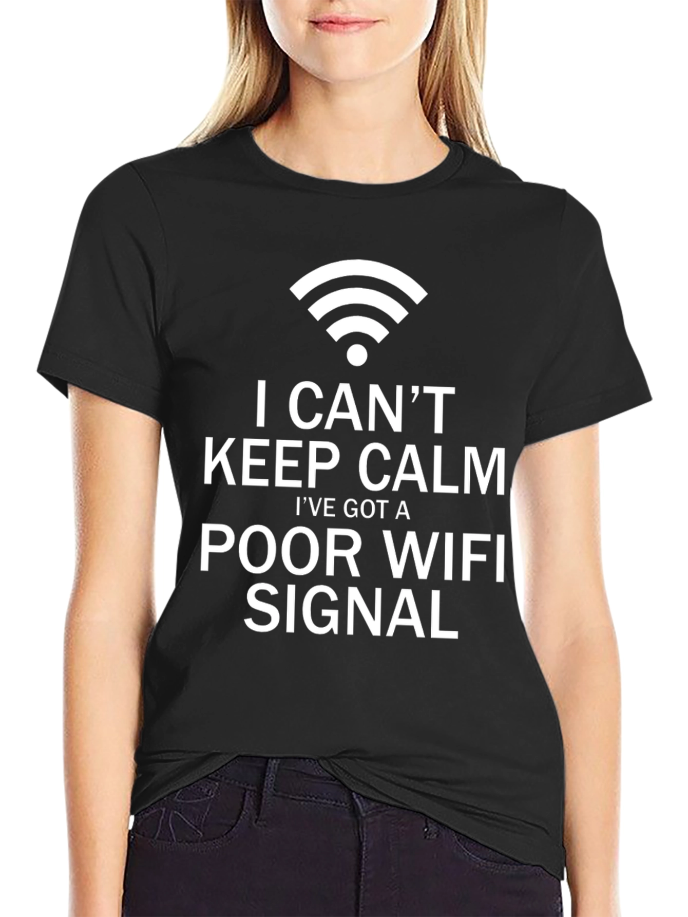 Black Funny Poor Wifi Signal T-Shirt view 2