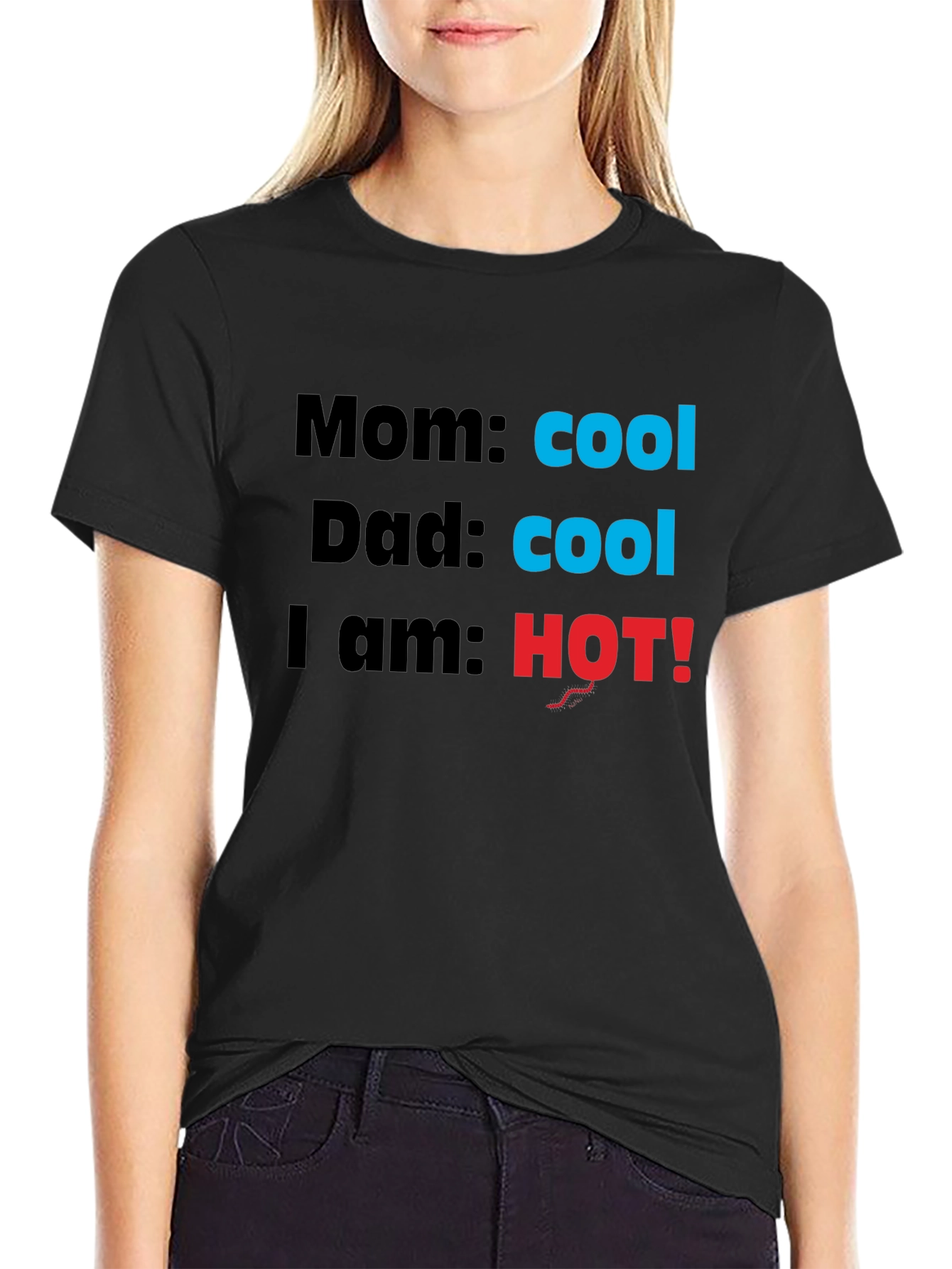 Black Cool Mom & Dad, I'm HOT! Novelty T-Shirt view 2