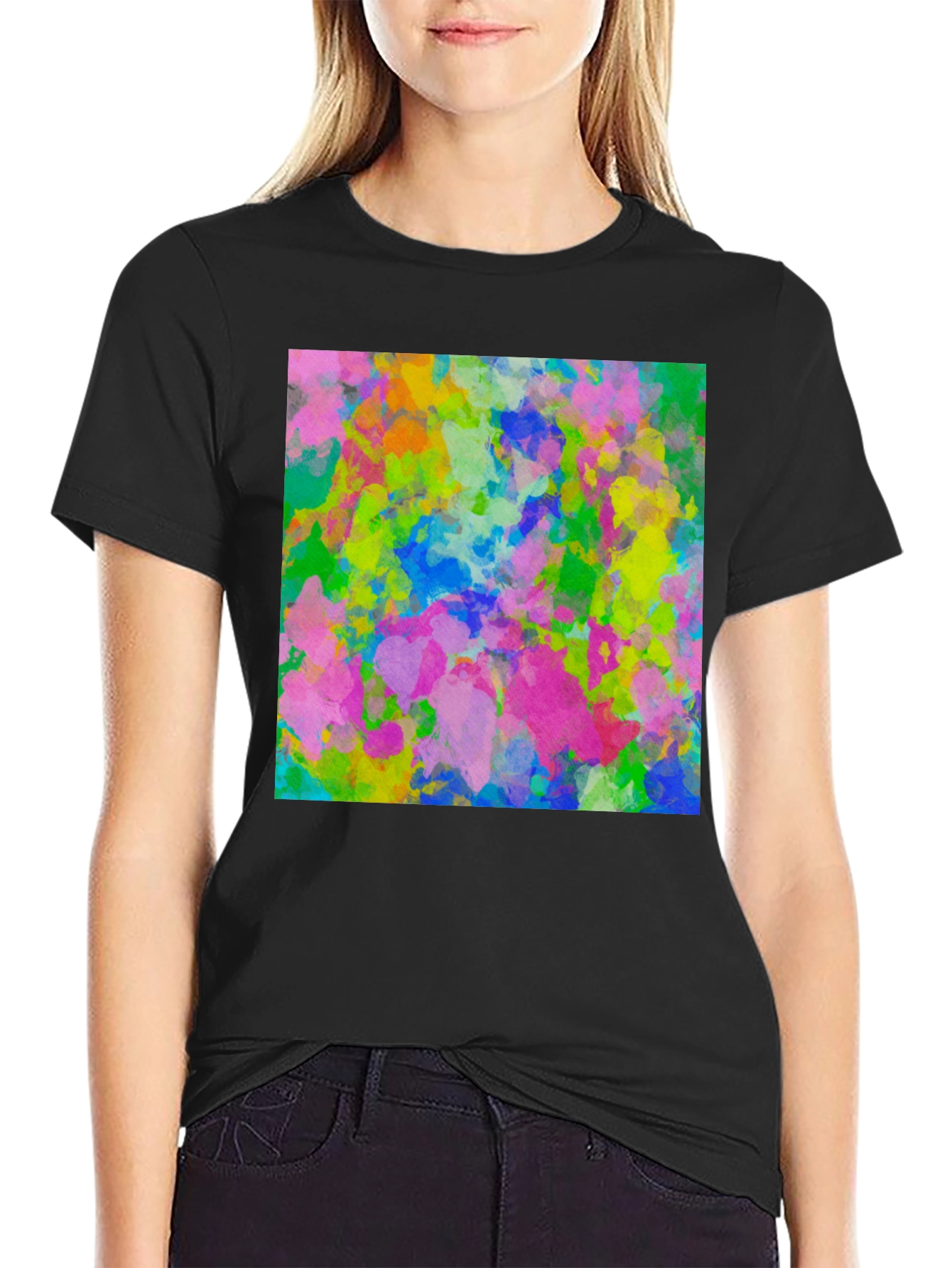 Black Abstract Art Print Black T-Shirt view 2