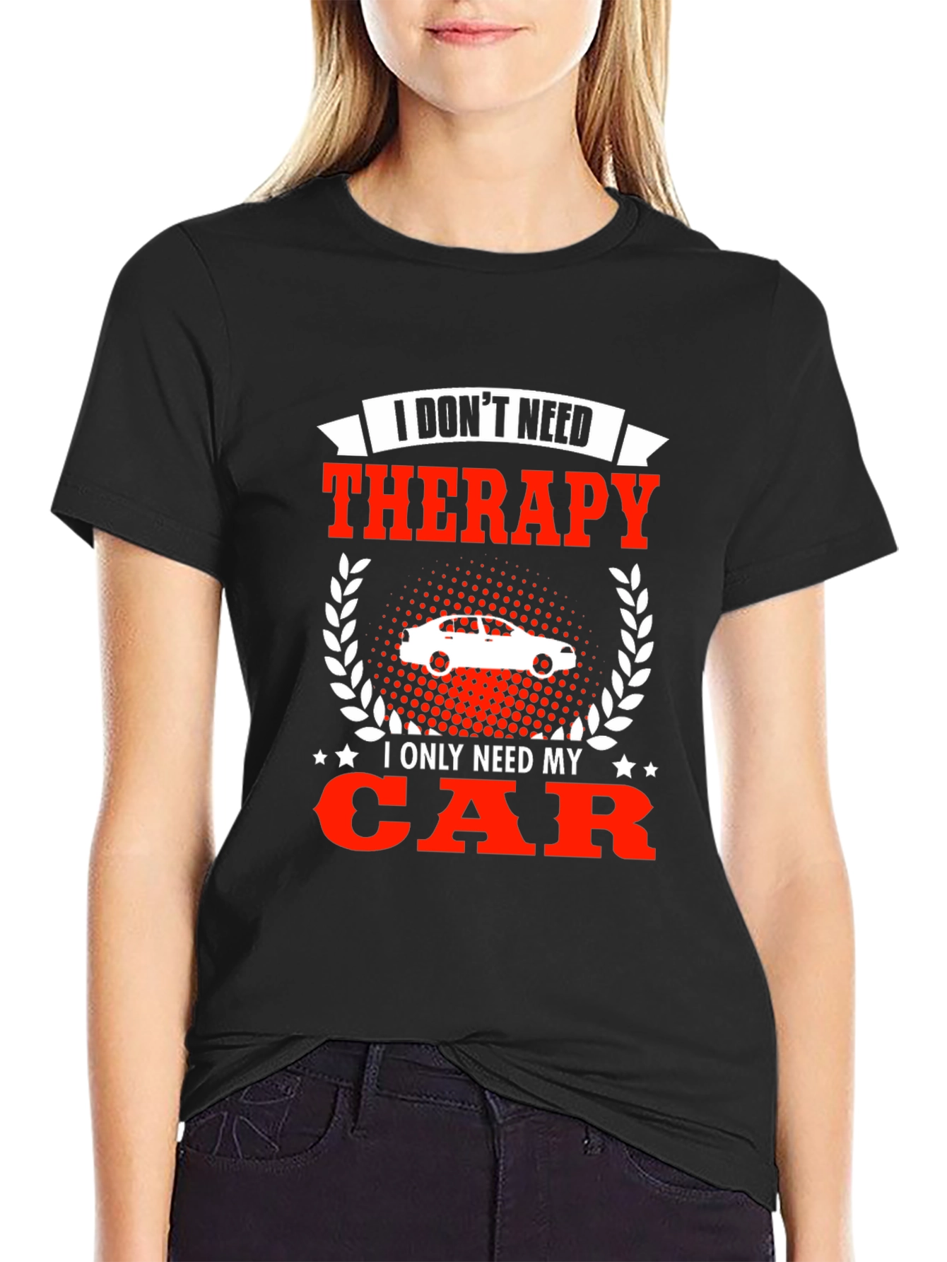 Black Funny Car Lover T-Shirt - Therapy Alternative view 2