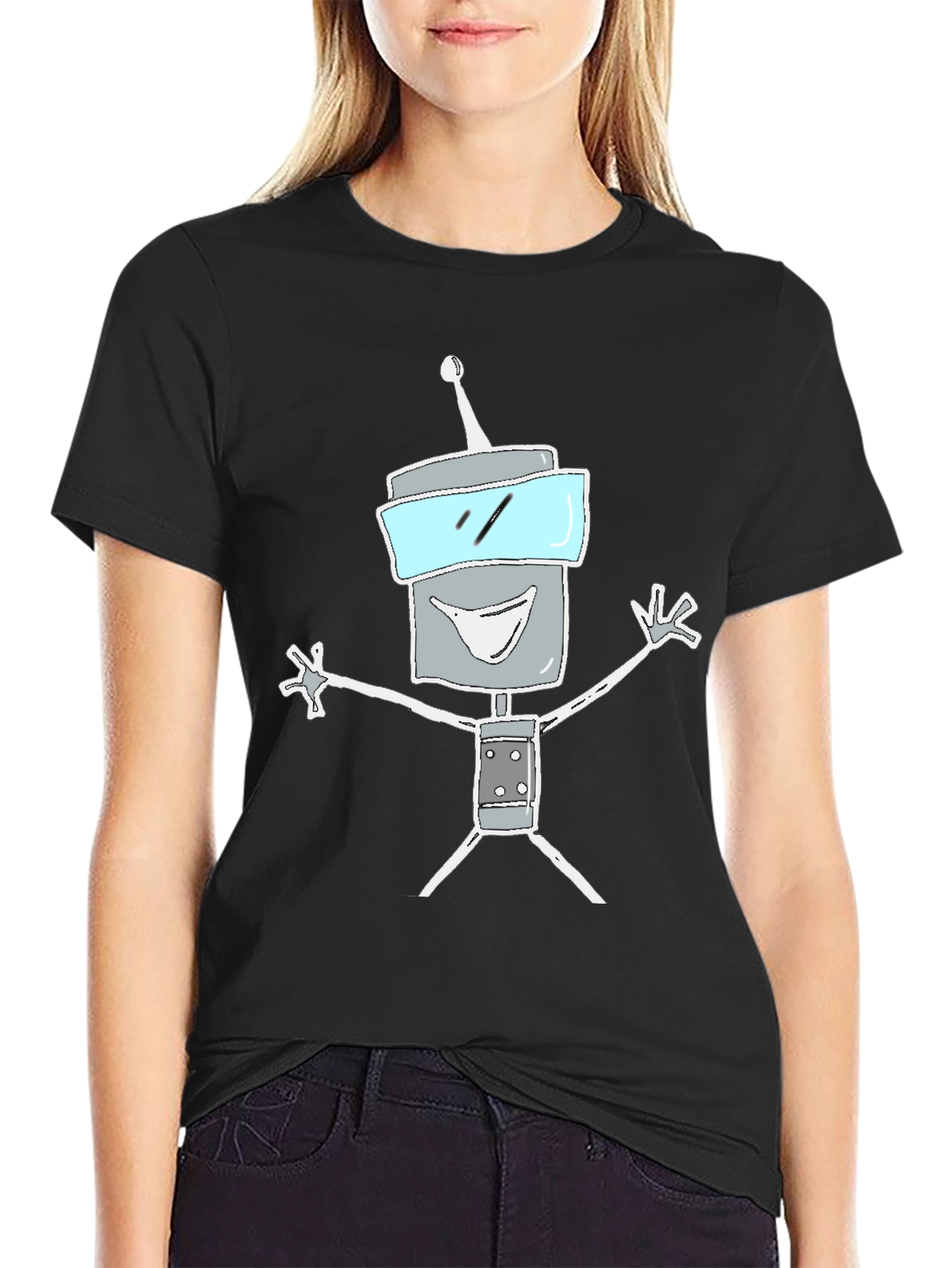 Black Robot Graphic Tee - Funky Casual Style view 2