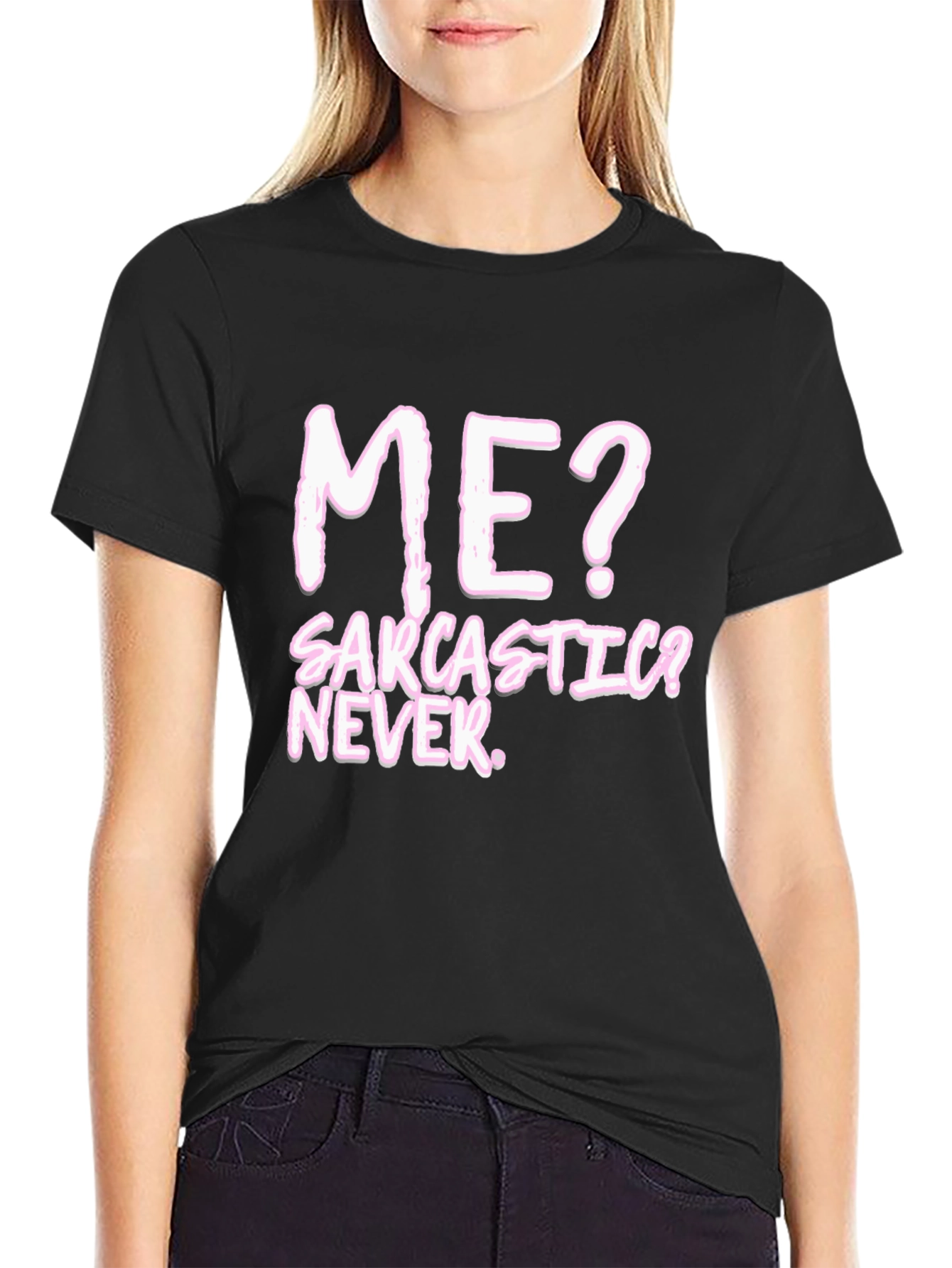 Black Sarcastic? Never. Black Graphic Tee view 2
