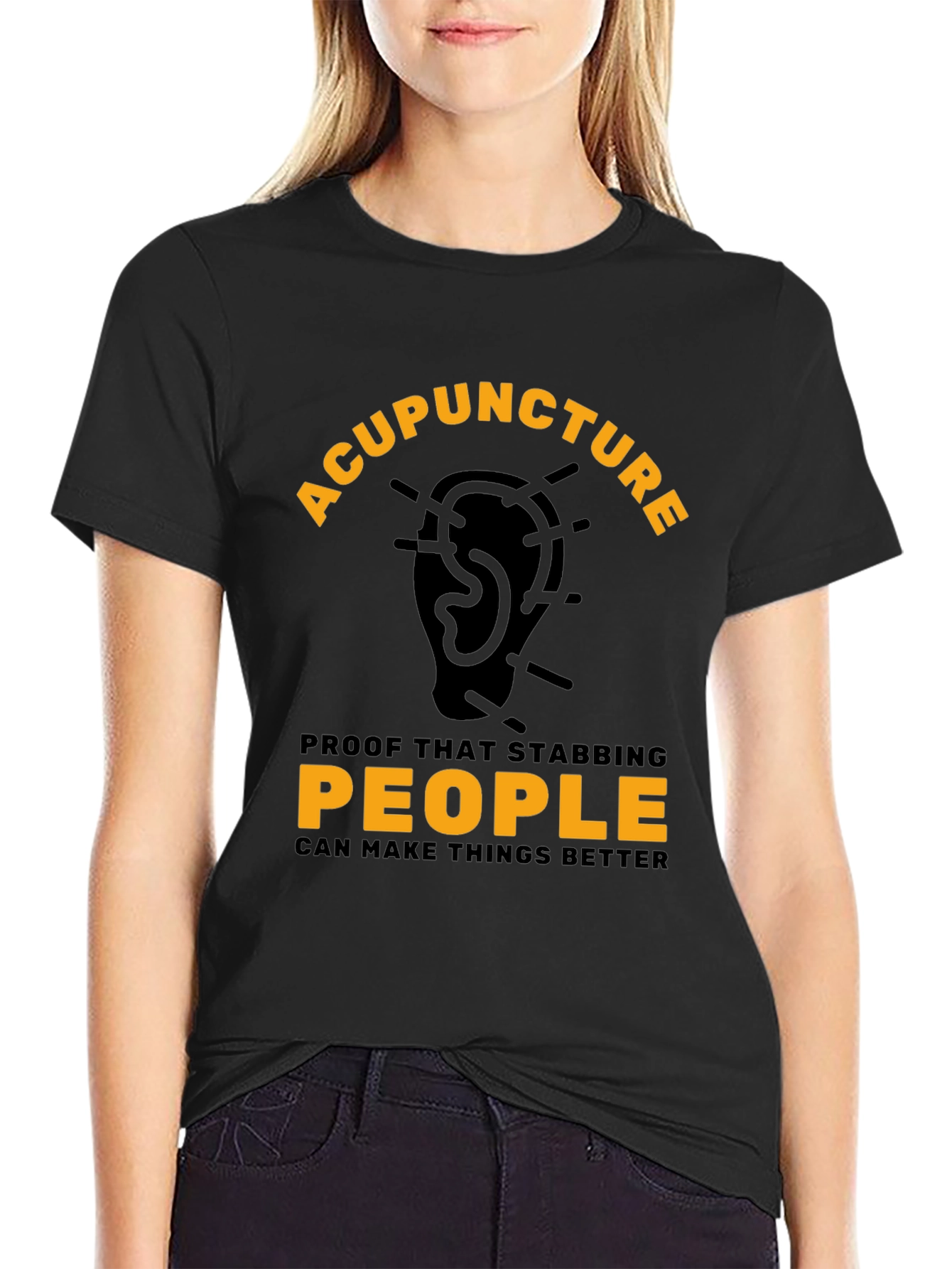 Black Acupuncture T-Shirt - Stabbing People Makes Things Better view 2