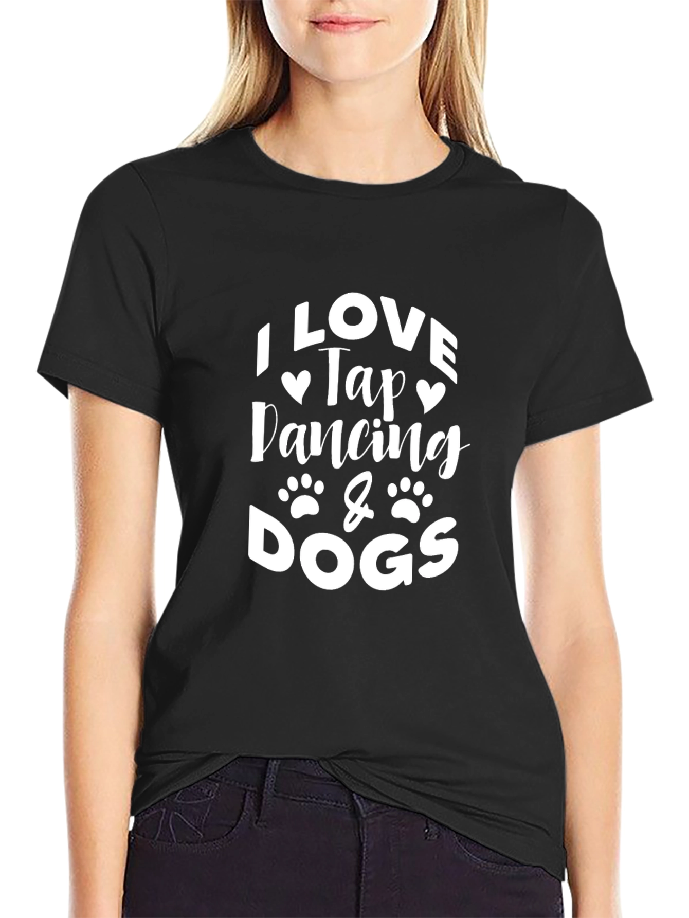 Black I Love Tap Dancing & Dogs Graphic T-Shirt view 2