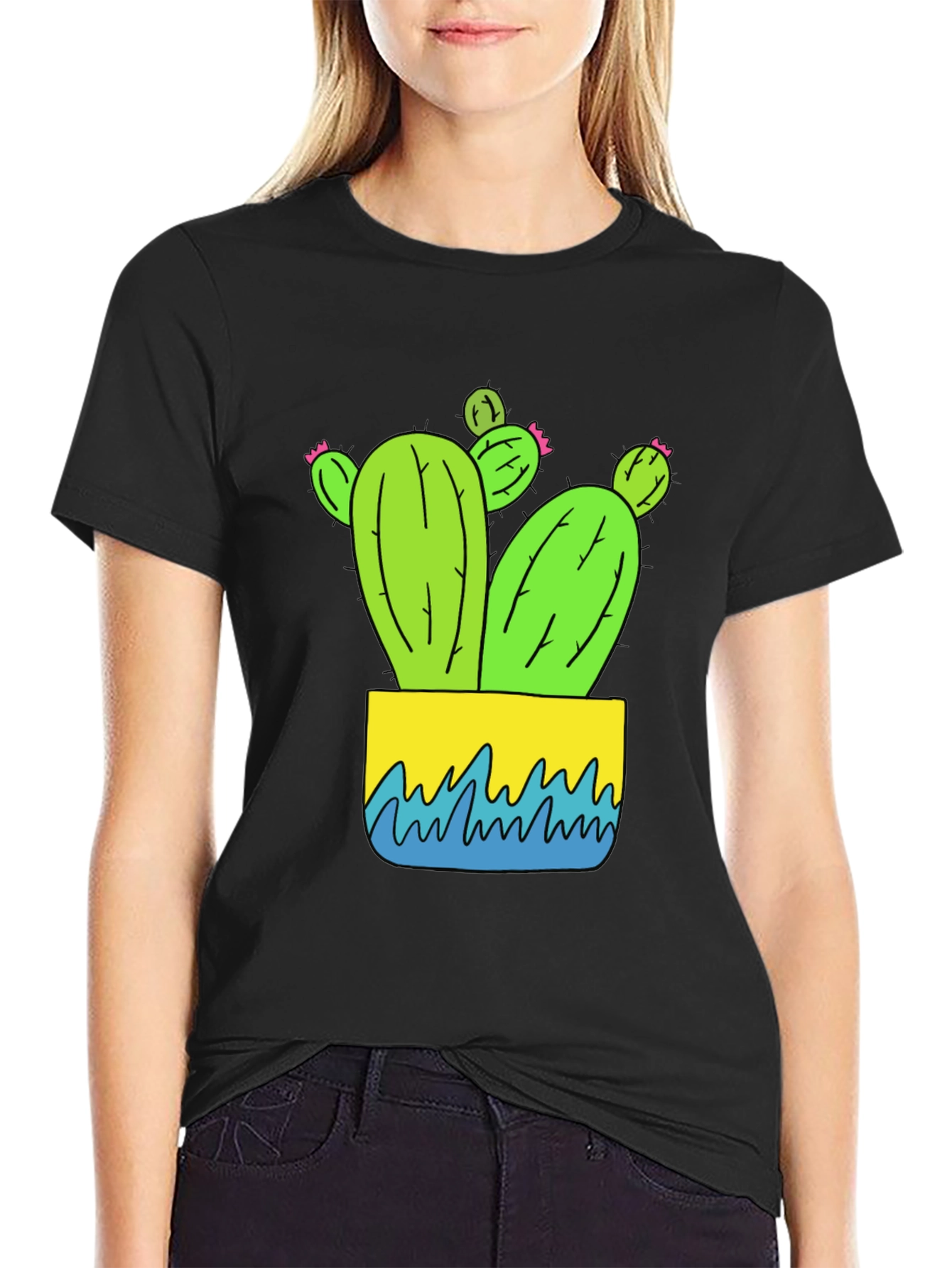 Black Cactus Graphic Tee - Black view 2