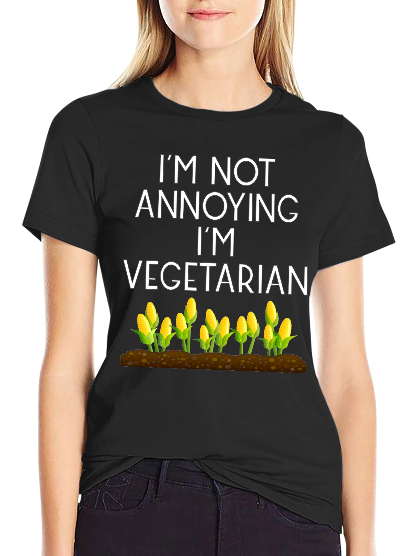 Black Vegetarian Corn Graphic Tee view 2
