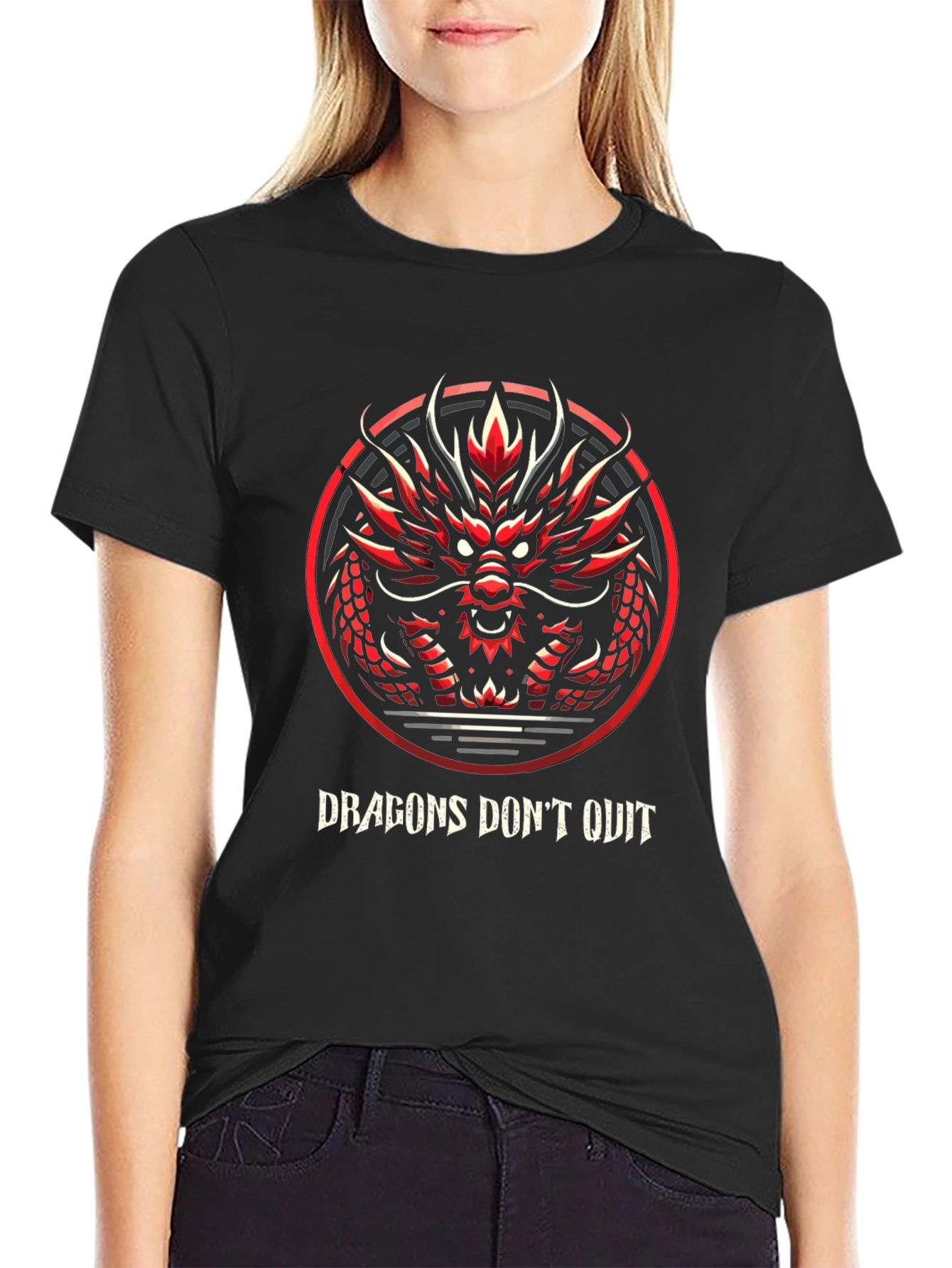 Black Dragon Don't Quit Graphic Tee view 2