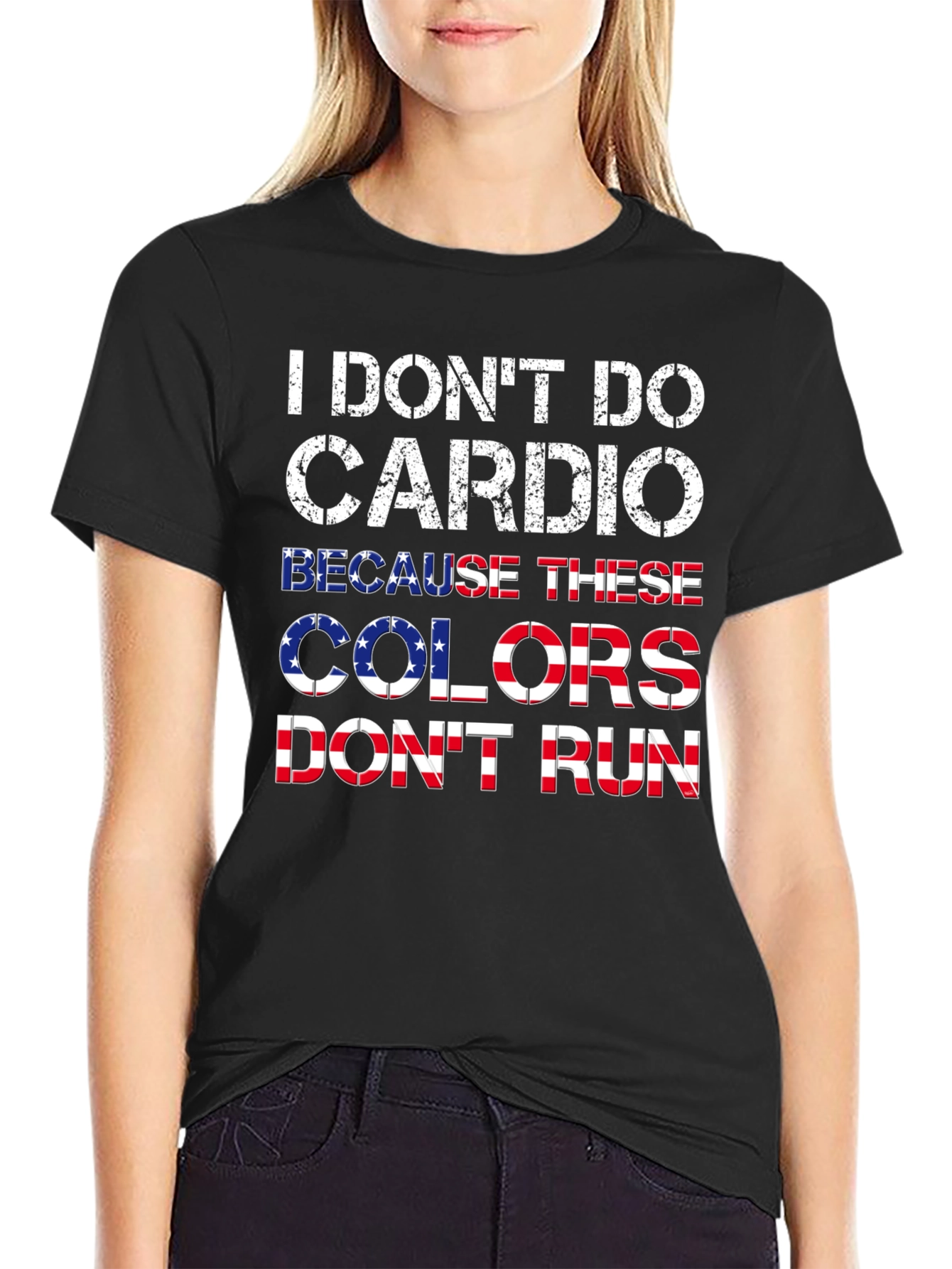 Black I Don't Do Cardio Patriotic T-Shirt view 2