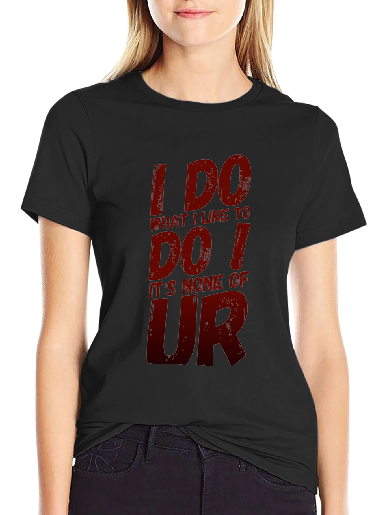 Black I DO What I Like Graphic Tee - Black Casual T-Shirt view 2