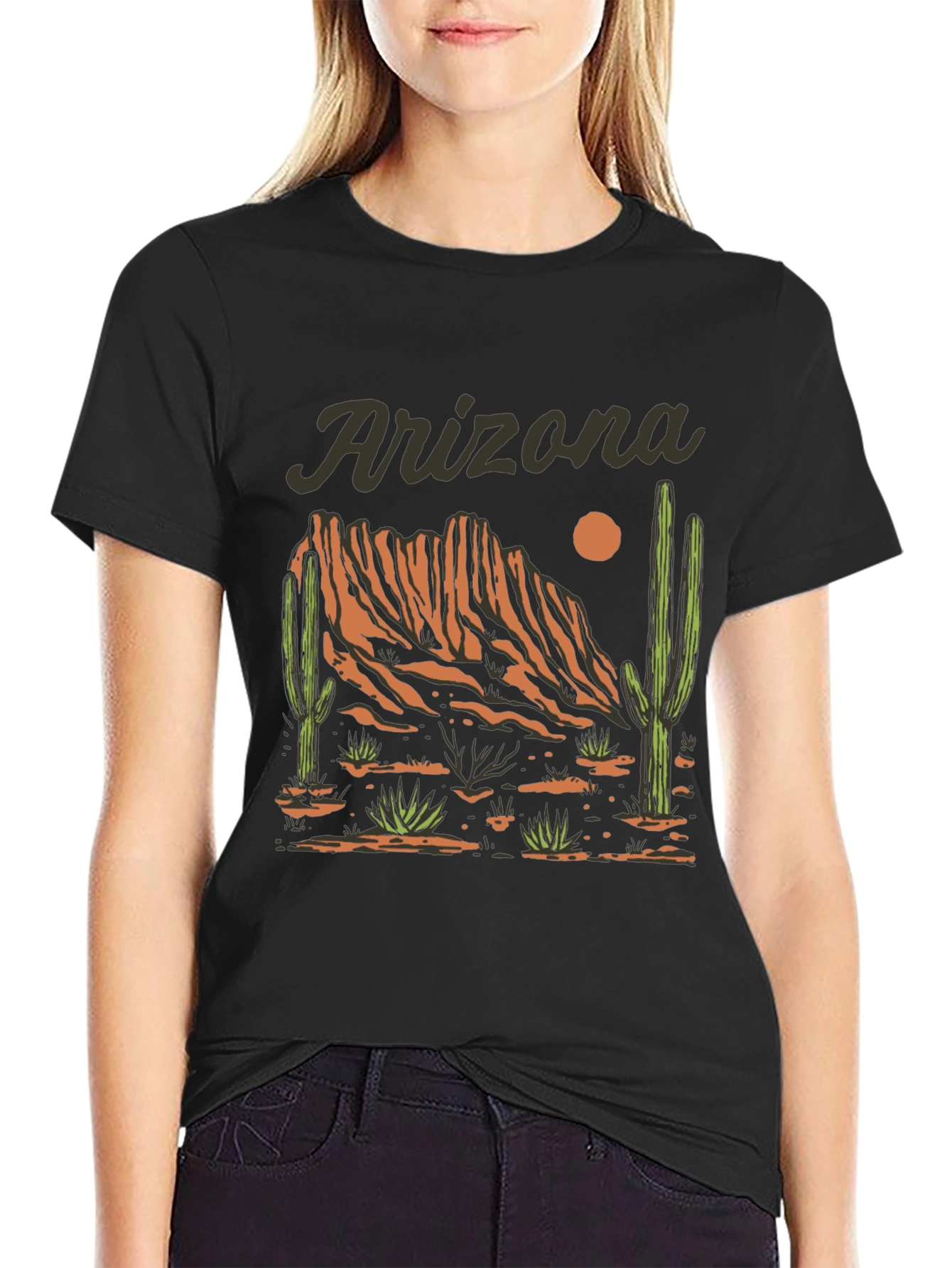 Black Arizona Desert Graphic T-Shirt view 2