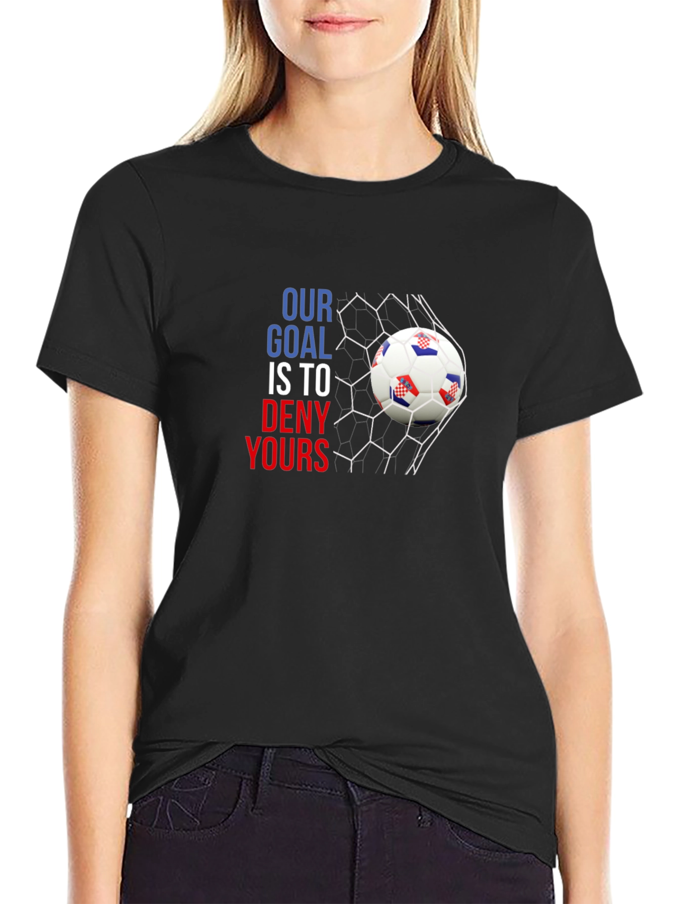 Black Croatian Soccer Goal T-Shirt view 2