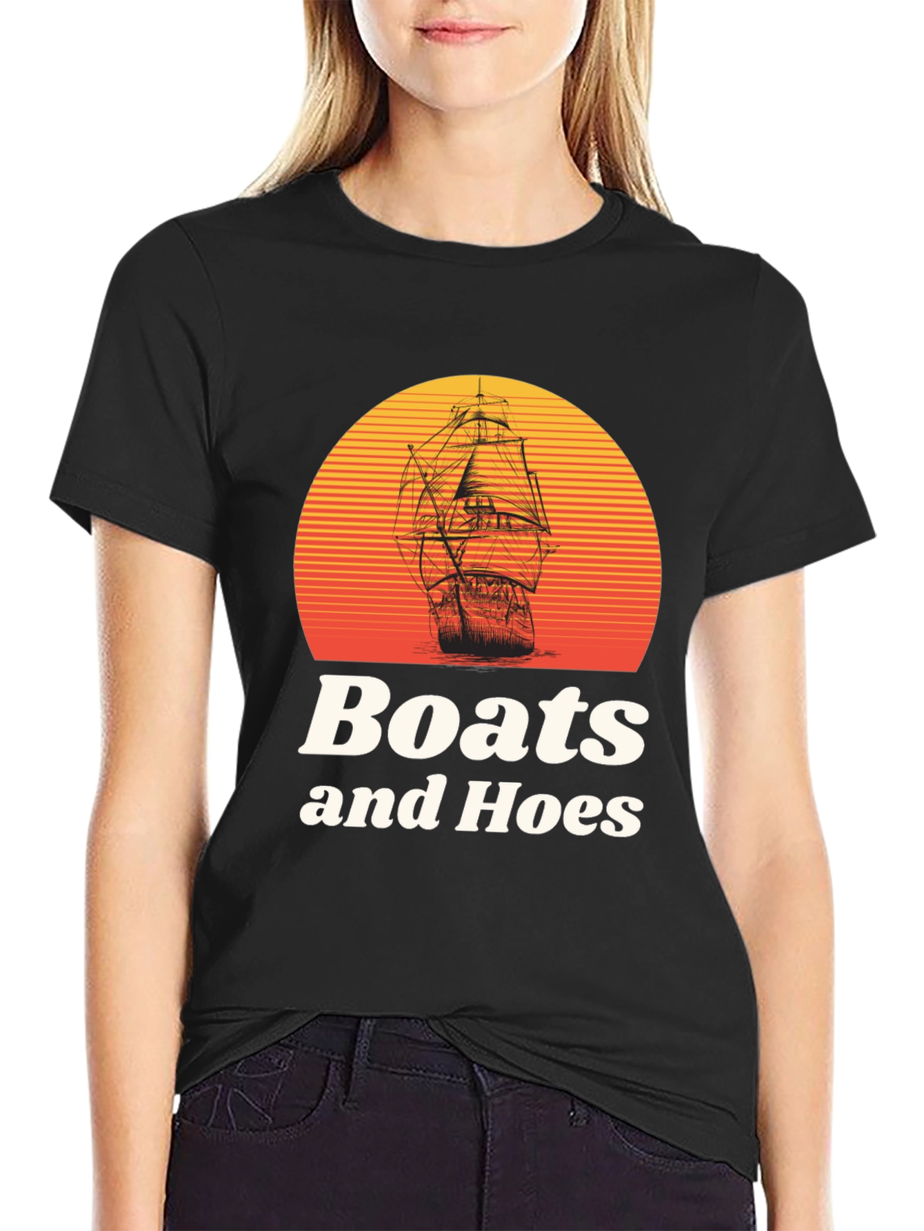 Black Boats and Hoes Graphic T-Shirt view 2
