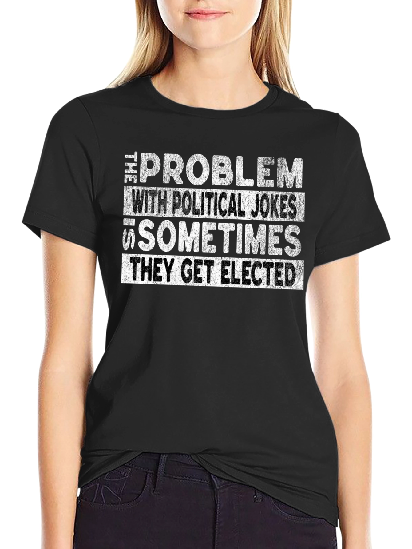 Black Political Humor Graphic Tee - "They Get Elected" view 2