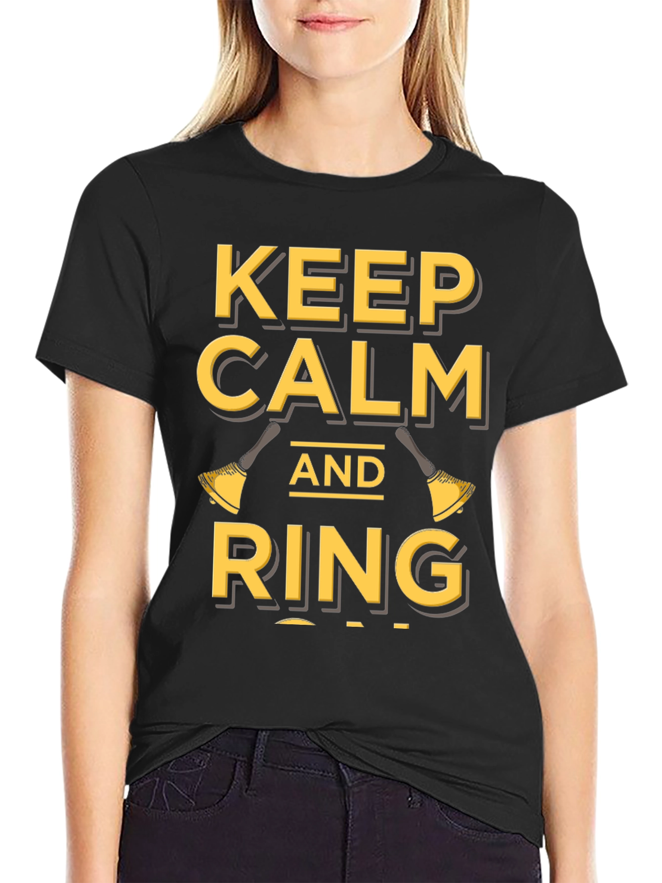 Black Keep Calm and Ring Black T-Shirt view 2