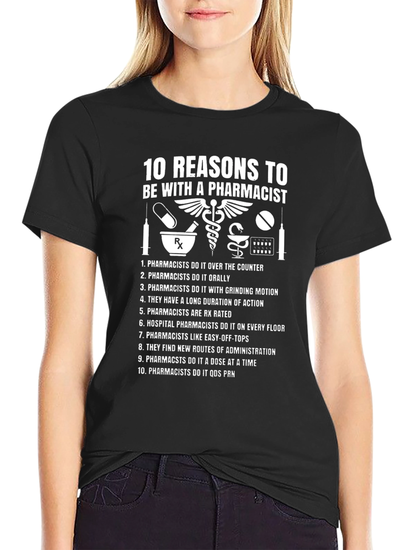 Black 10 Reasons to Date a Pharmacist T-Shirt view 2