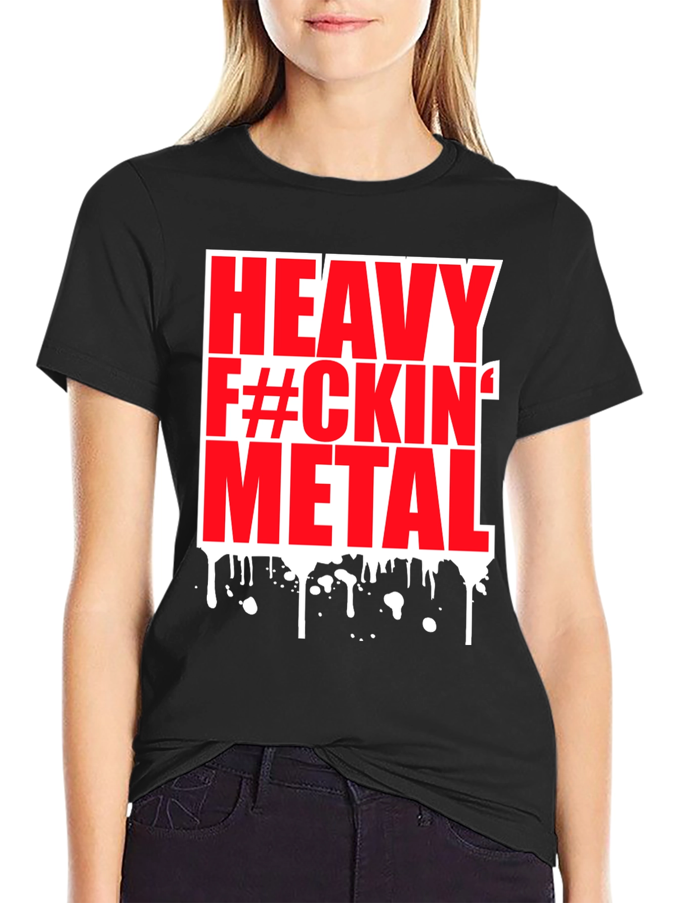Black Heavy Metal Graphic Tee - Black Cotton T-Shirt view 2