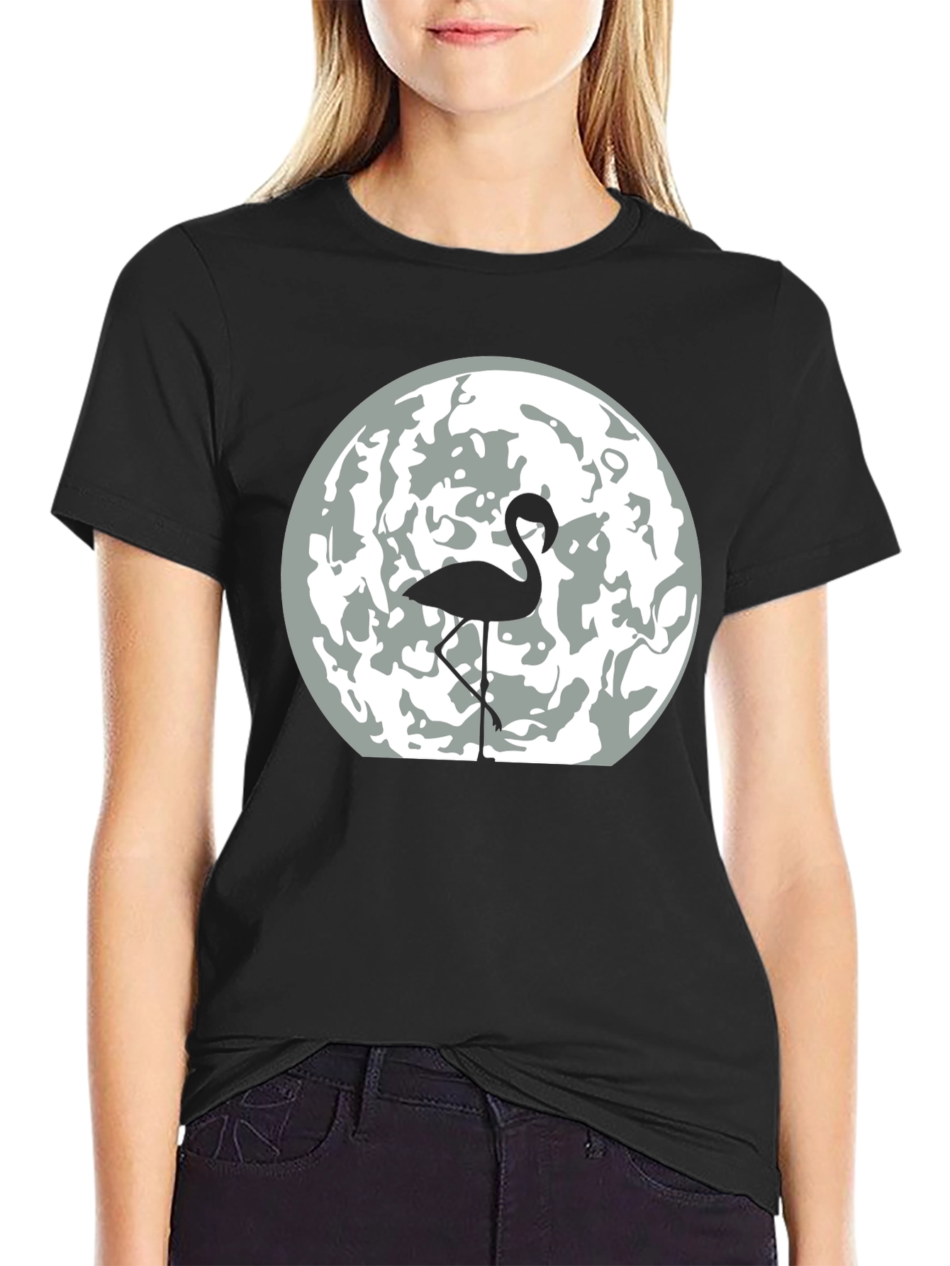 Black Flamingo Moon Graphic Tee - Men's Black T-Shirt view 2
