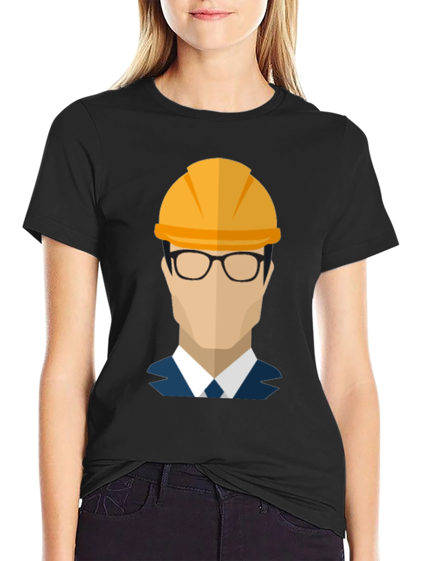 Black Construction Worker Graphic T-Shirt view 2