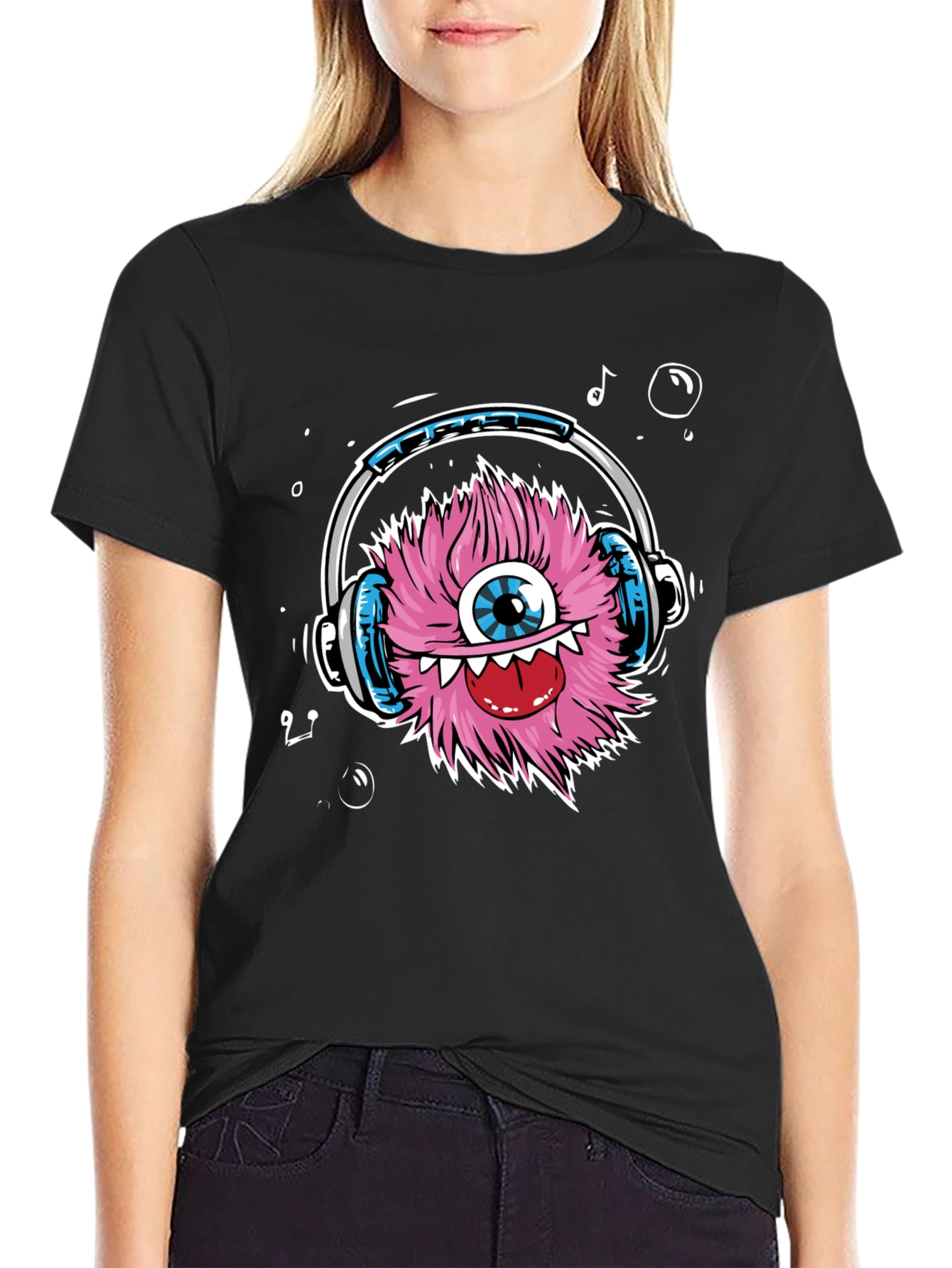 Black Monster Headphones Graphic Tee - Funky & Unique view 2