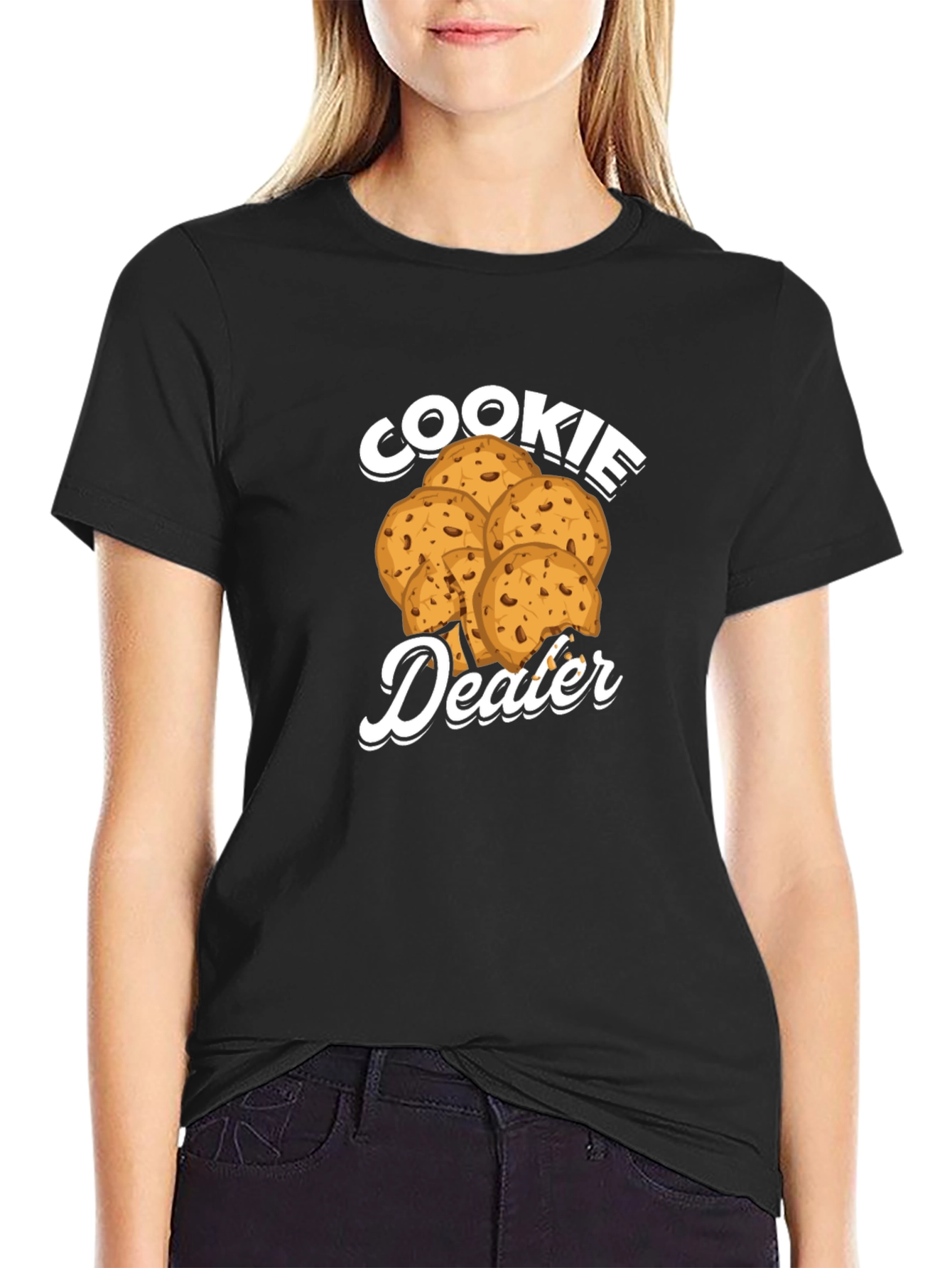 Black Cookie Dealer Graphic T-Shirt - Funny Novelty Tee view 2