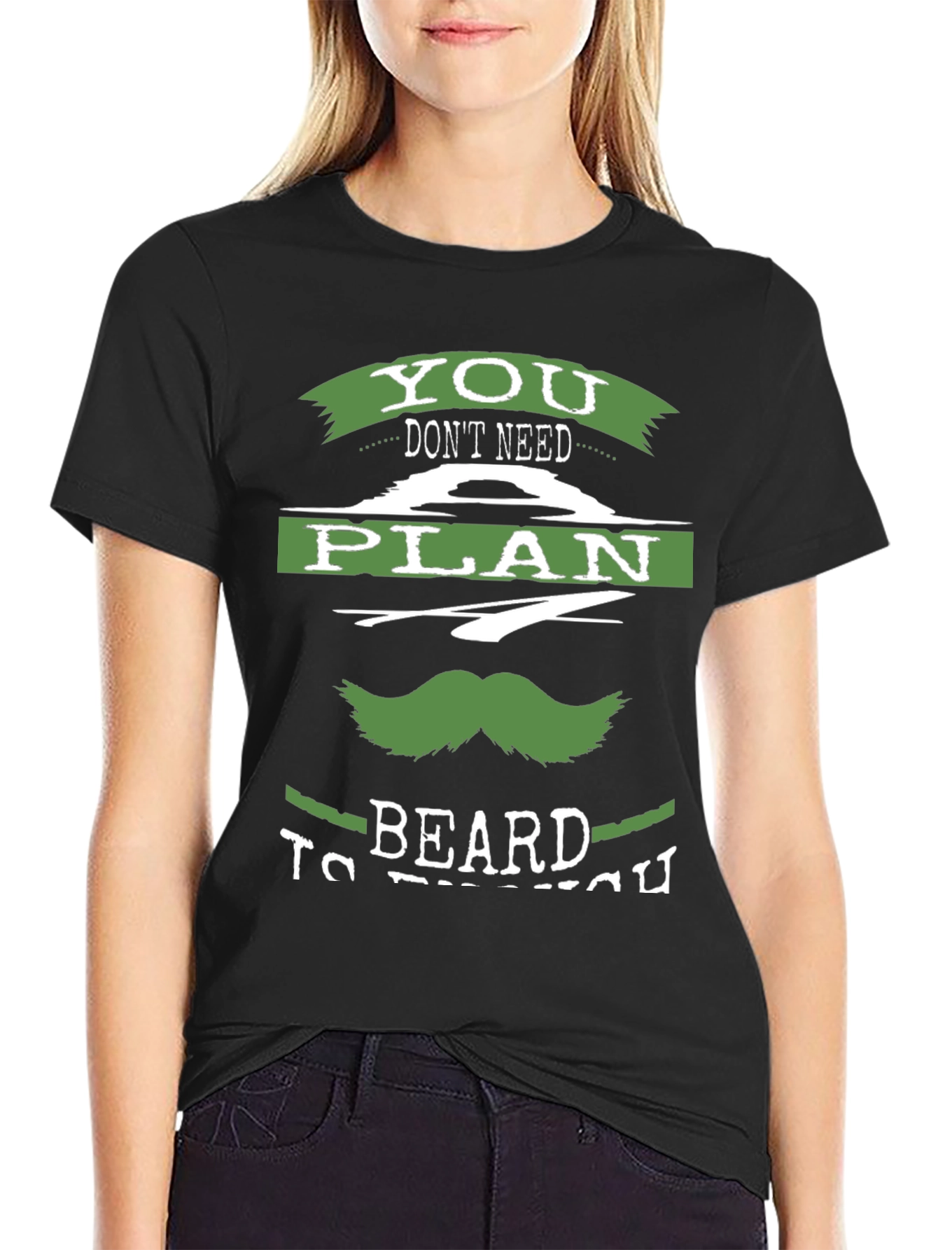 Black Funny Beard Plan T-Shirt view 2