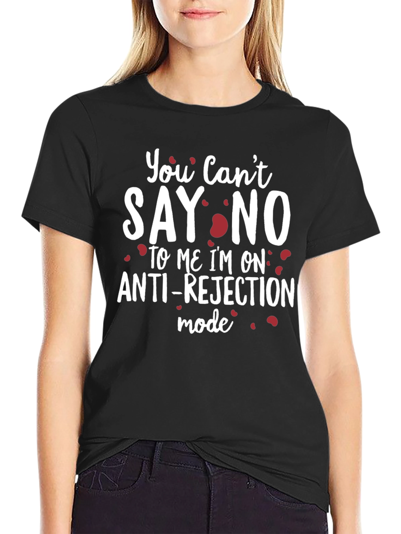 Black Anti-Rejection Mode Graphic Tee - Funny Slogan T-Shirt view 2