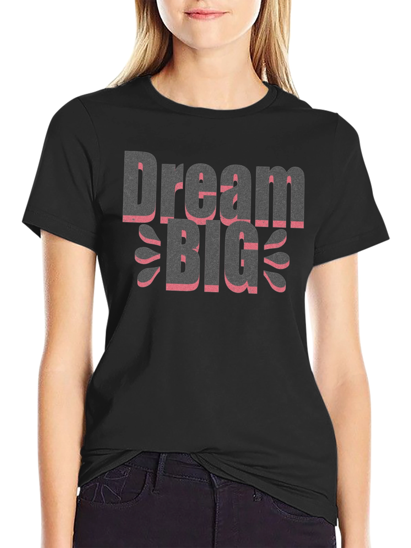 Black Dream Big Graphic Tee - Trendy Black T-Shirt view 2
