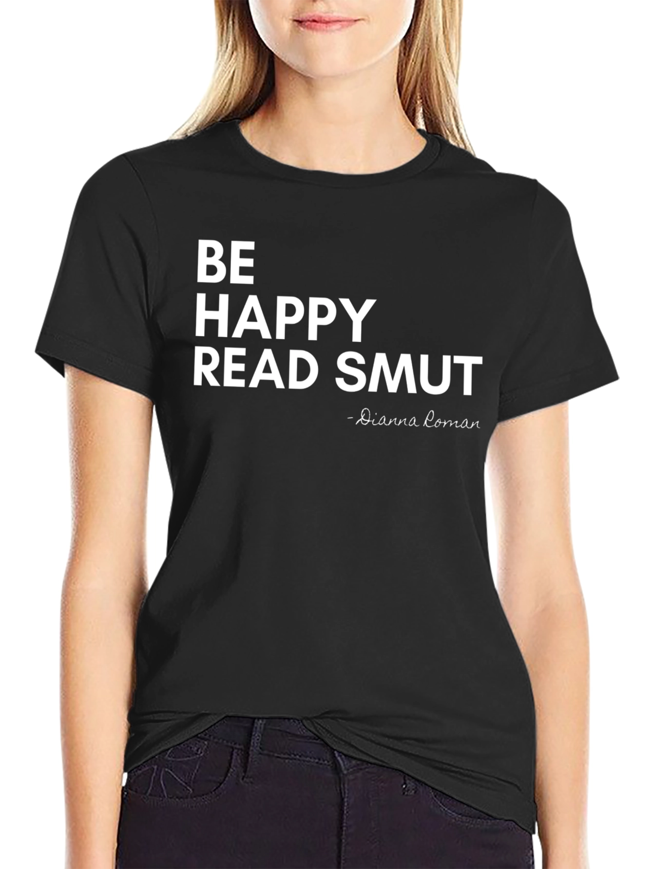 Black Be Happy Read Smut T-Shirt - Black view 2
