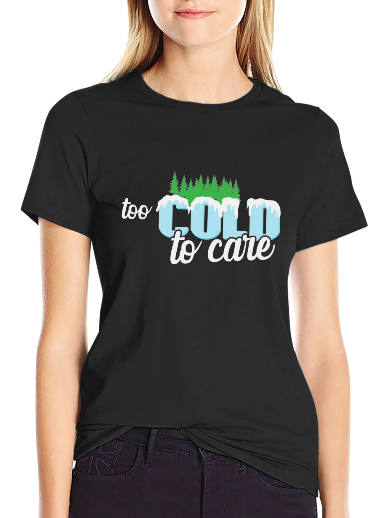 Black Too Cold to Care Graphic Tee view 2
