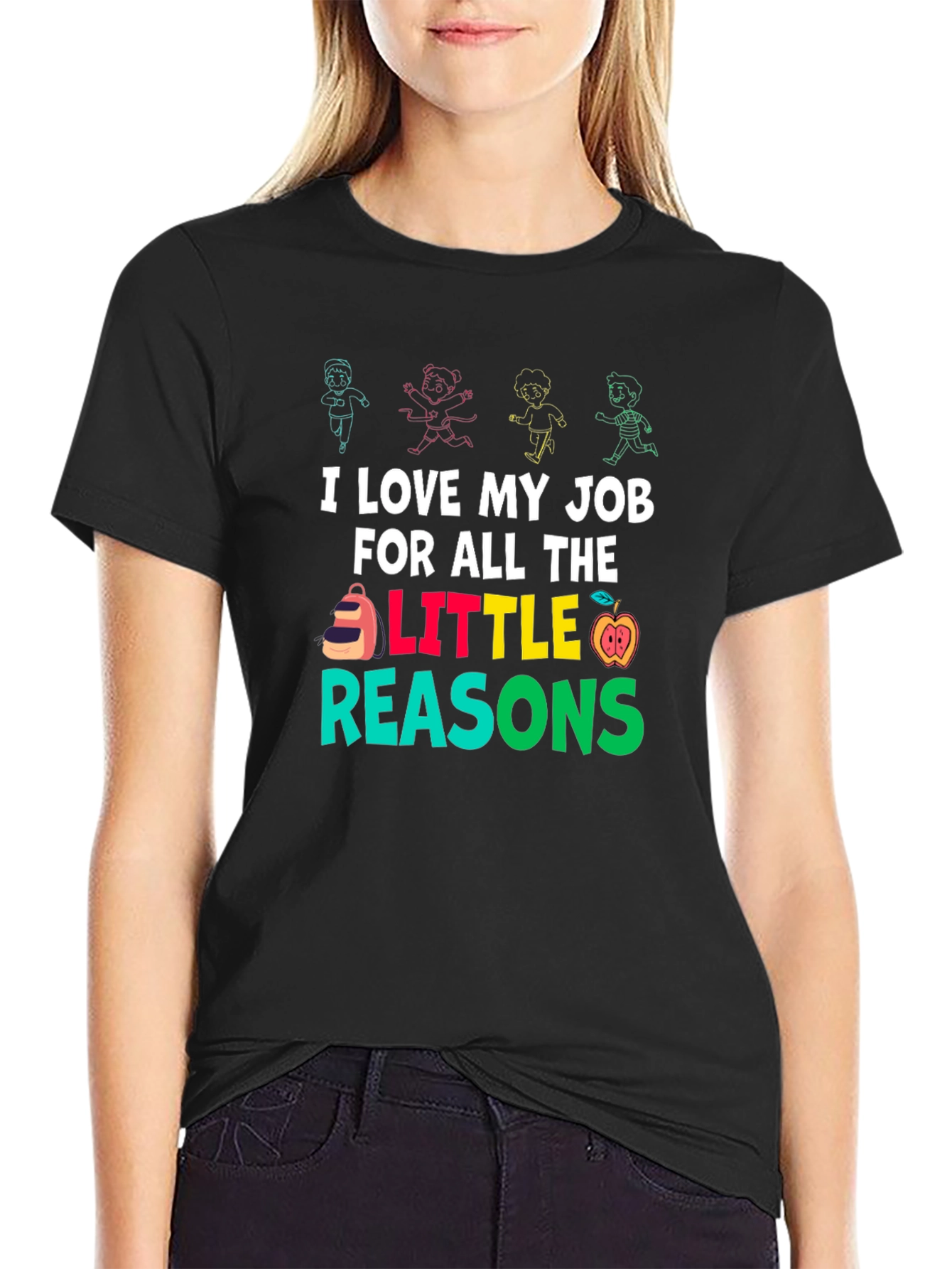 Black I Love My Job Teacher T-Shirt view 2