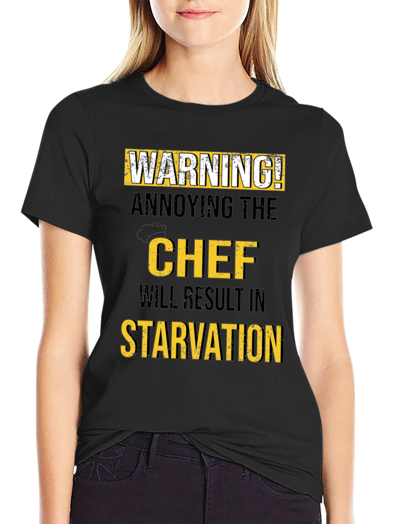 Black Warning Annoying the Chef T-Shirt view 2