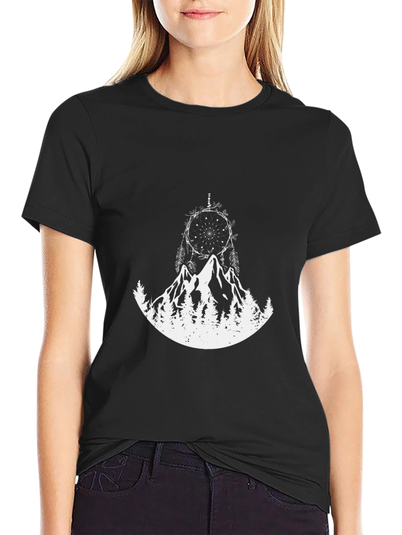 Black Dreamcatcher Mountain Graphic Tee view 2